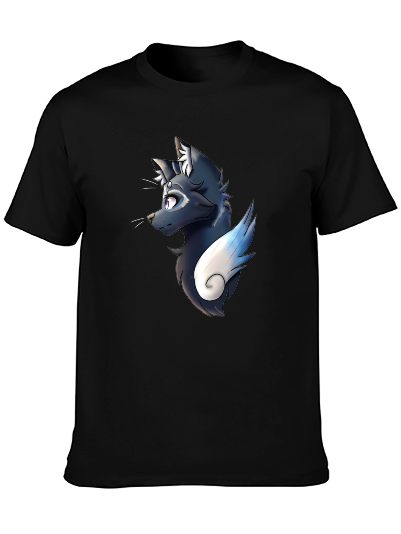 Black Tee with Artistic Animal Graphic
