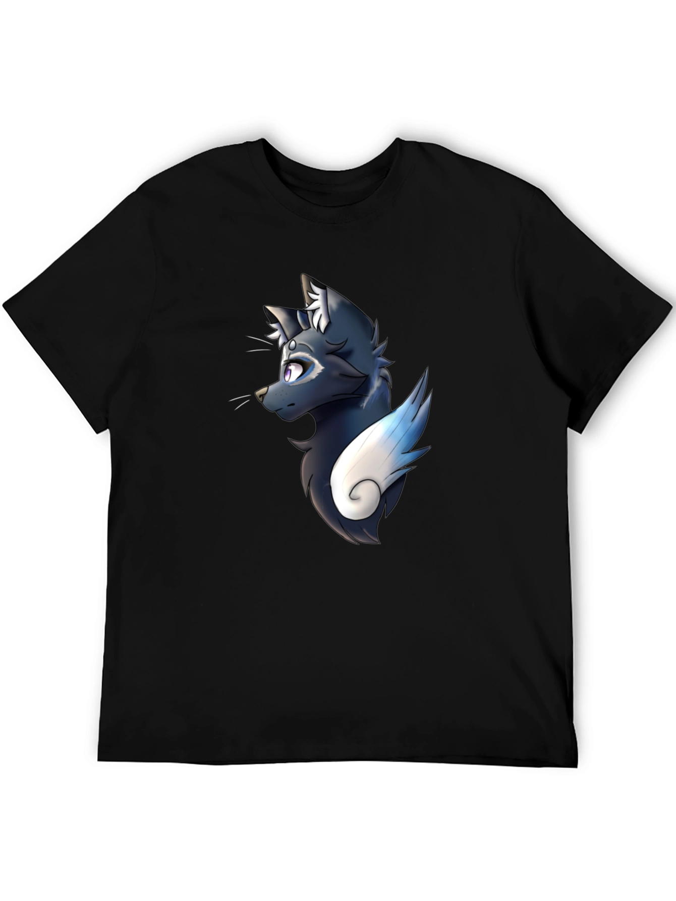 Black Tee with Artistic Animal Graphic