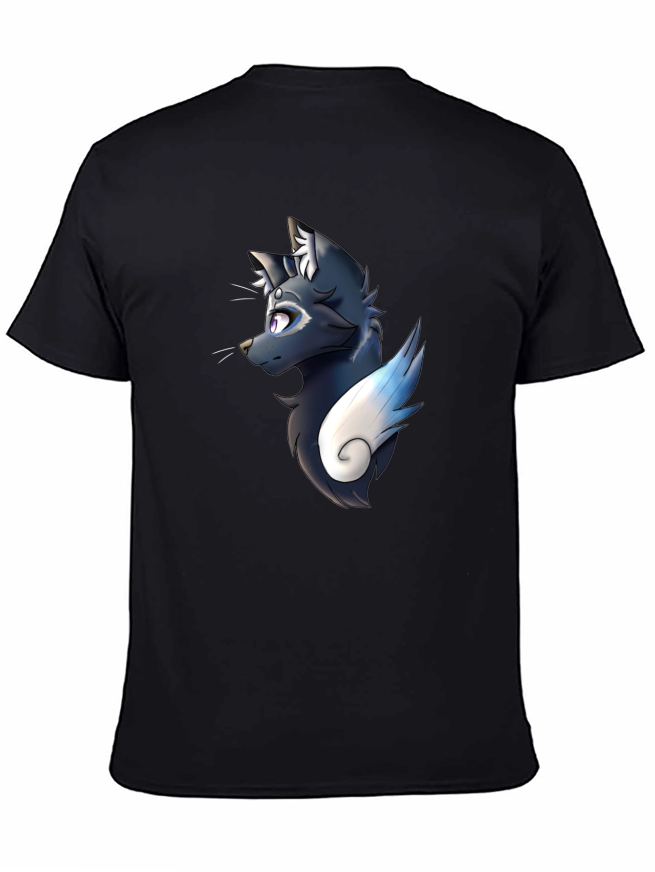 Black Tee with Artistic Animal Graphic