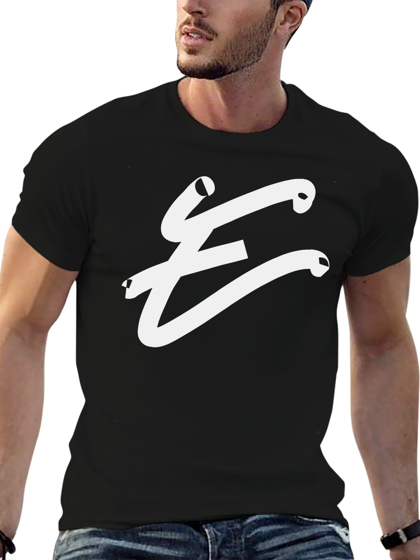 Stylish Black T-Shirt with White E Logo