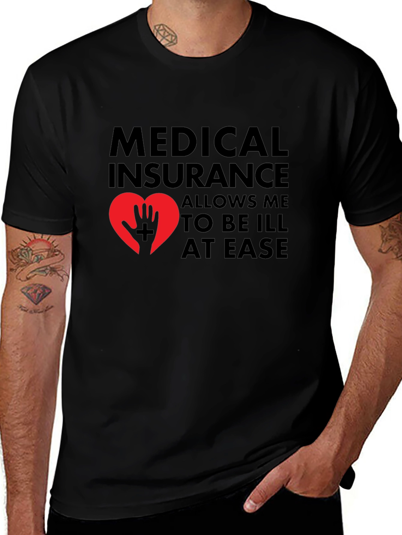 Medical Insurance Graphic T-Shirt - Black