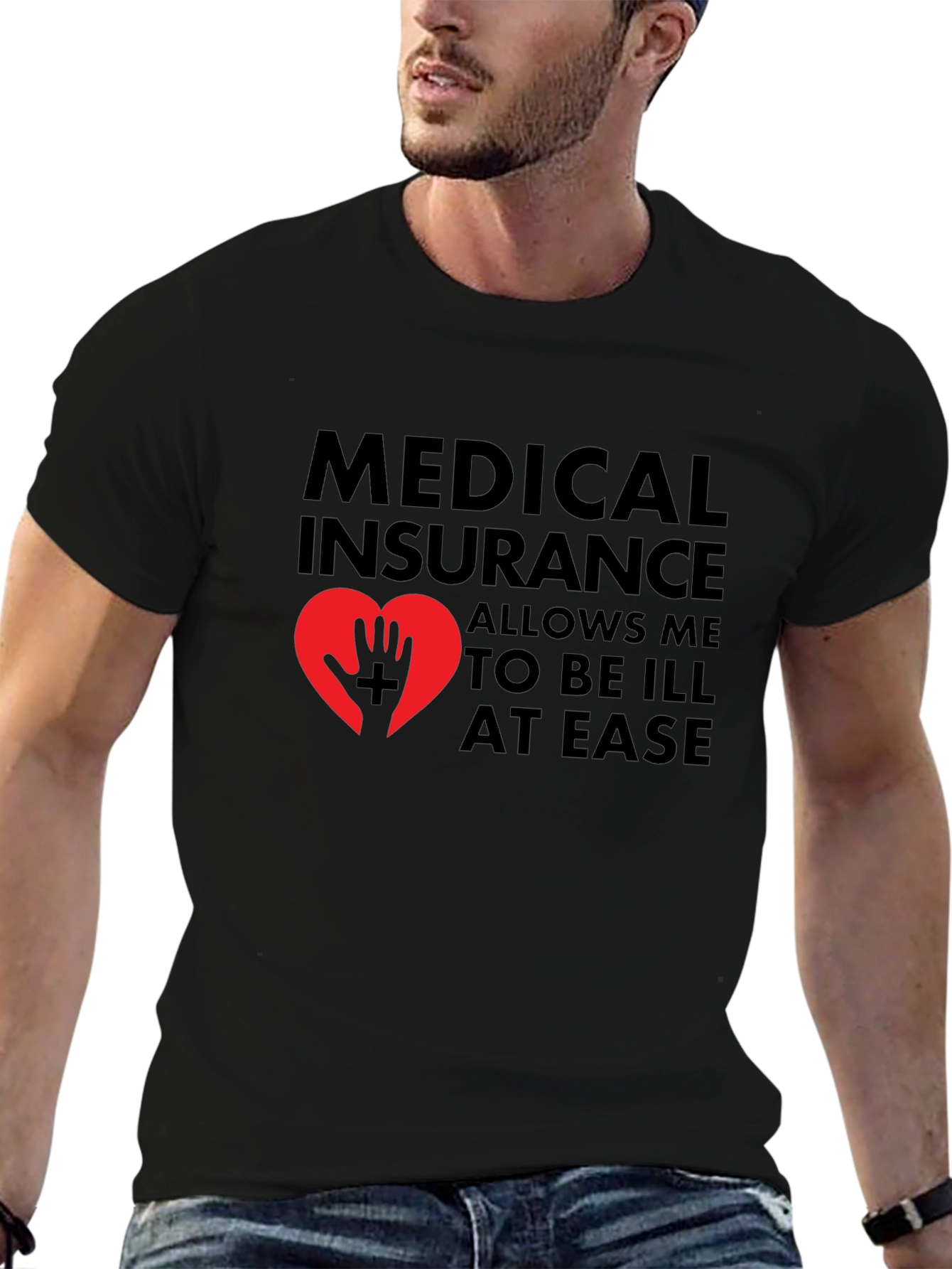 Medical Insurance Graphic T-Shirt - Black