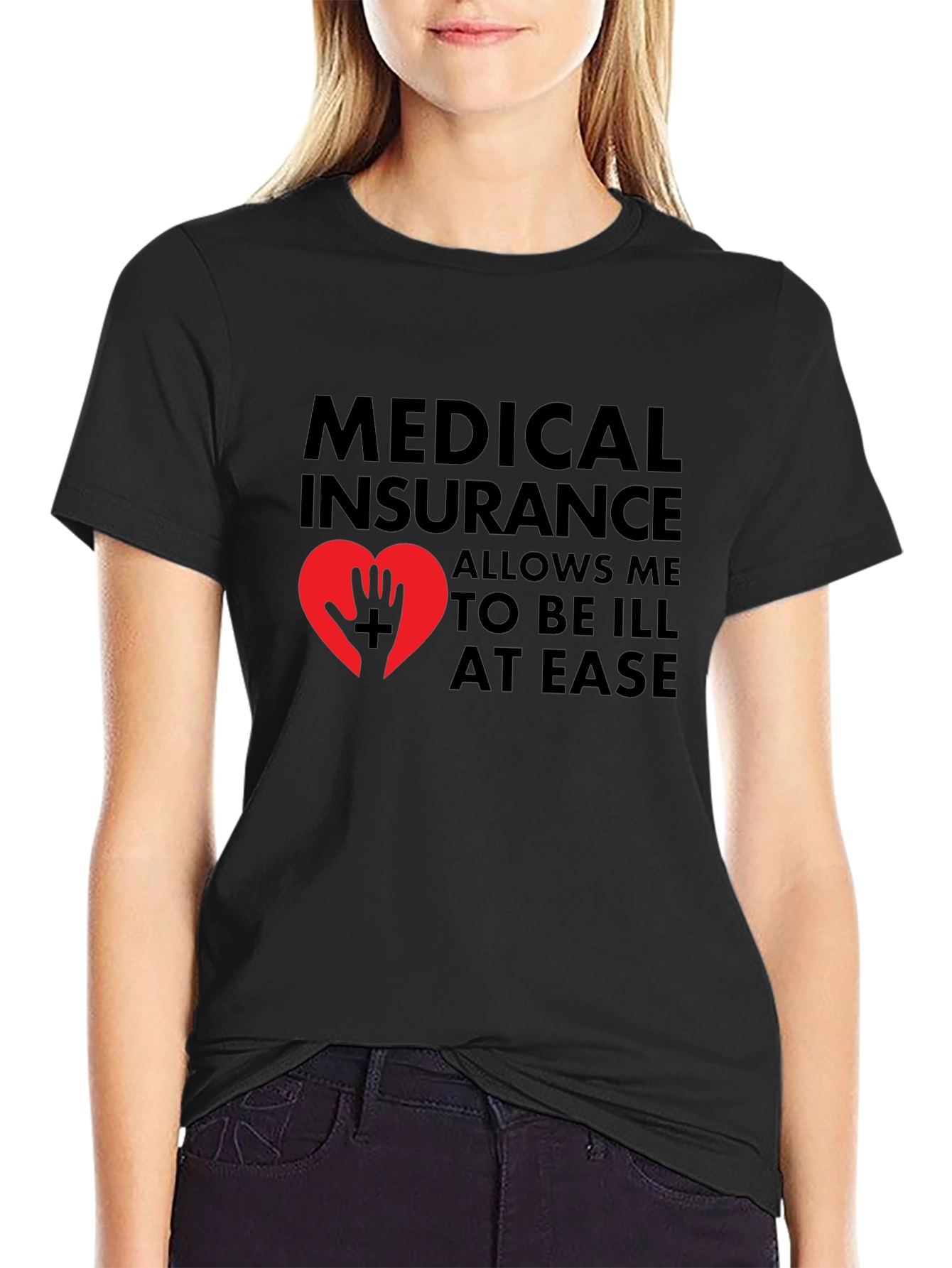 Medical Insurance Graphic T-Shirt - Black