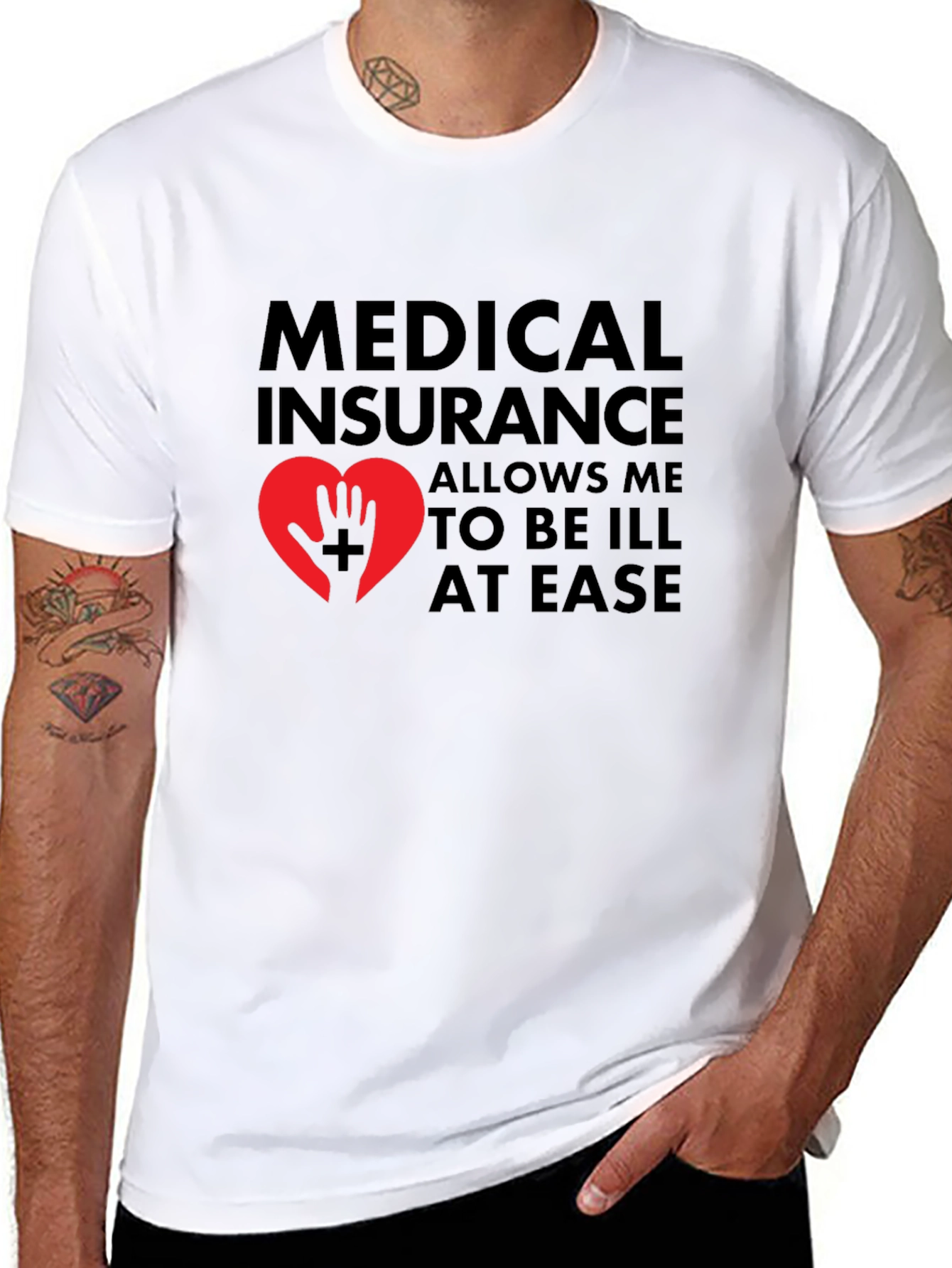 Medical Insurance Graphic T-Shirt - Black
