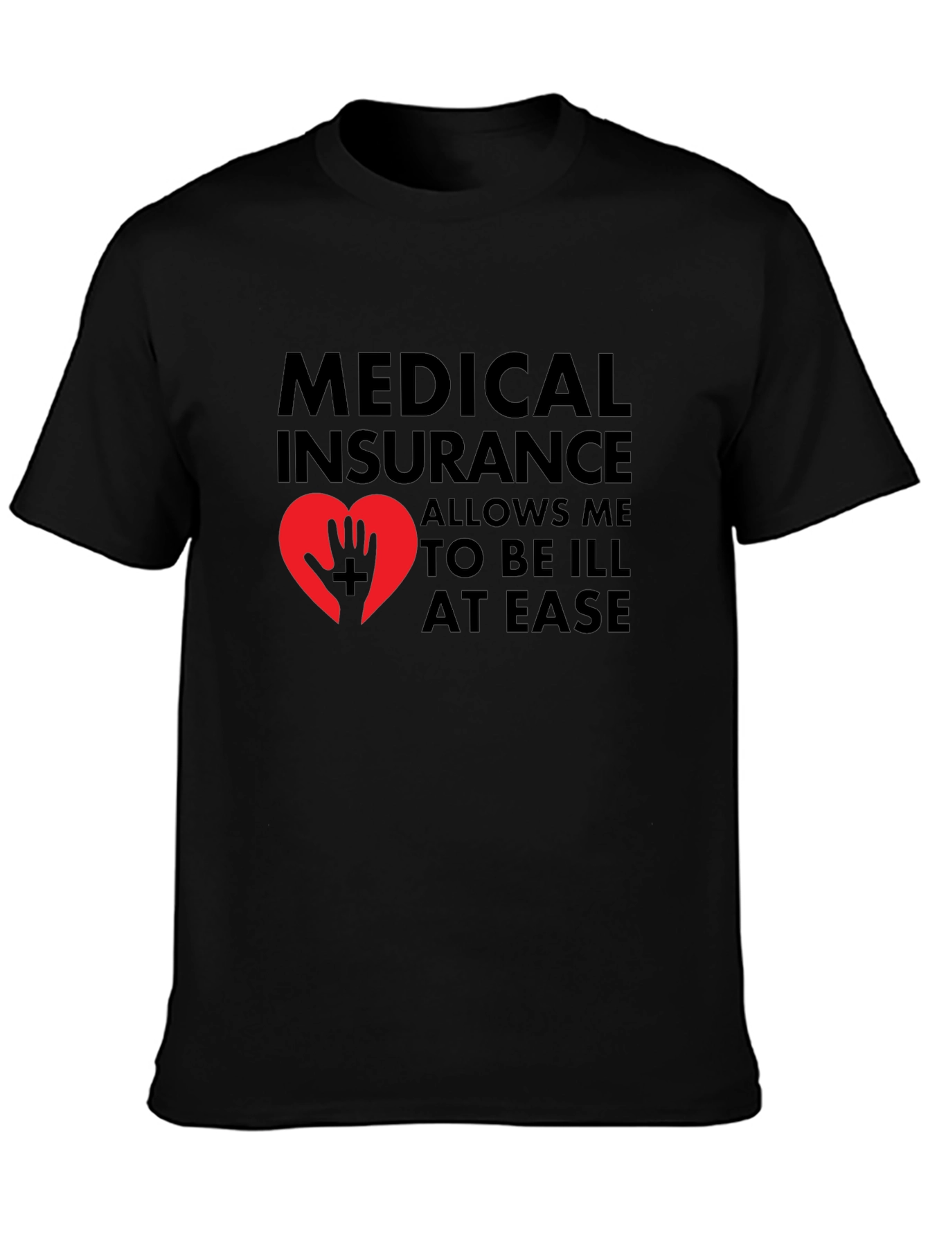 Medical Insurance Graphic T-Shirt - Black