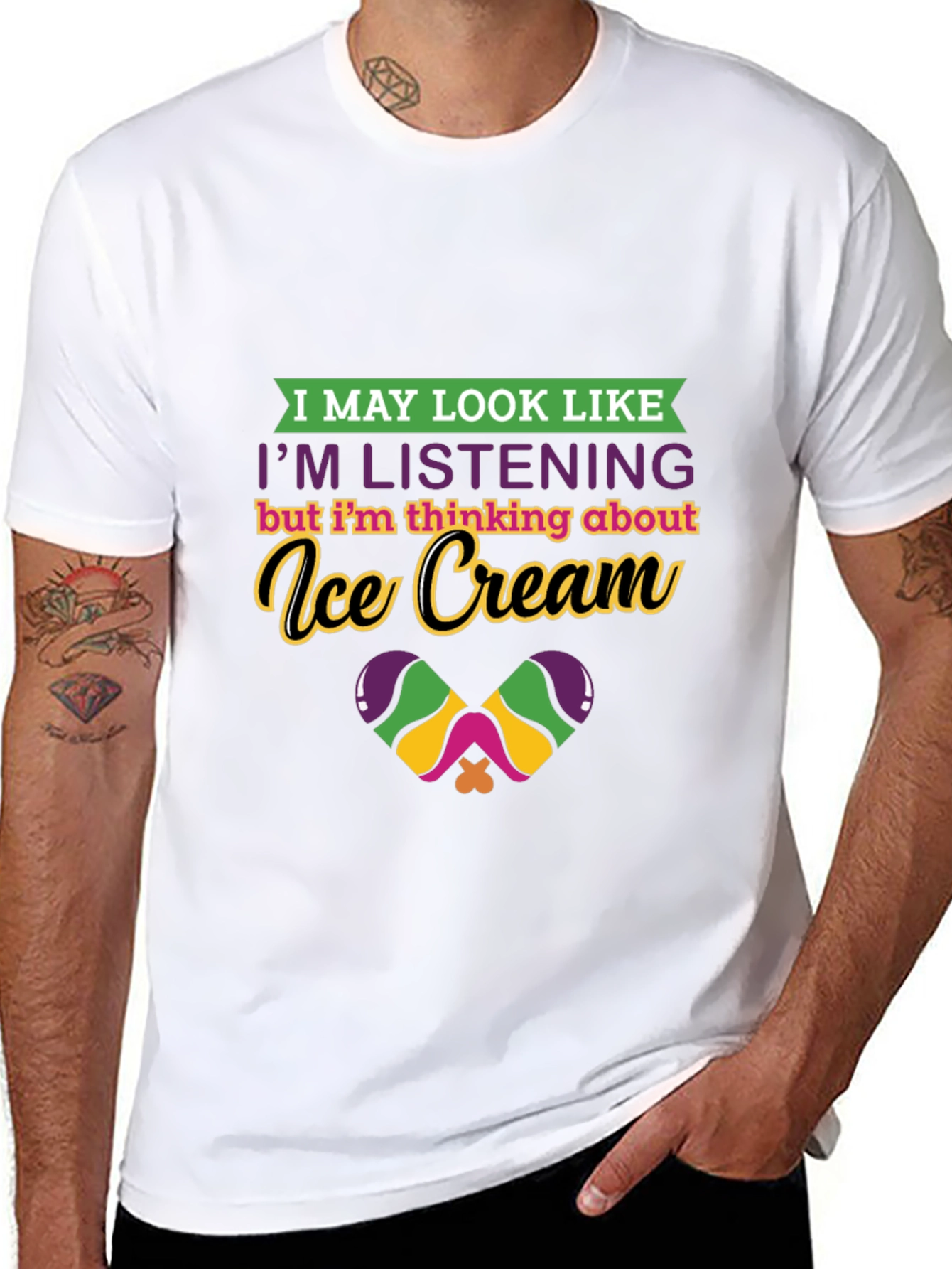 Ice Cream Thinking Graphic Tee - Quirky Comfort