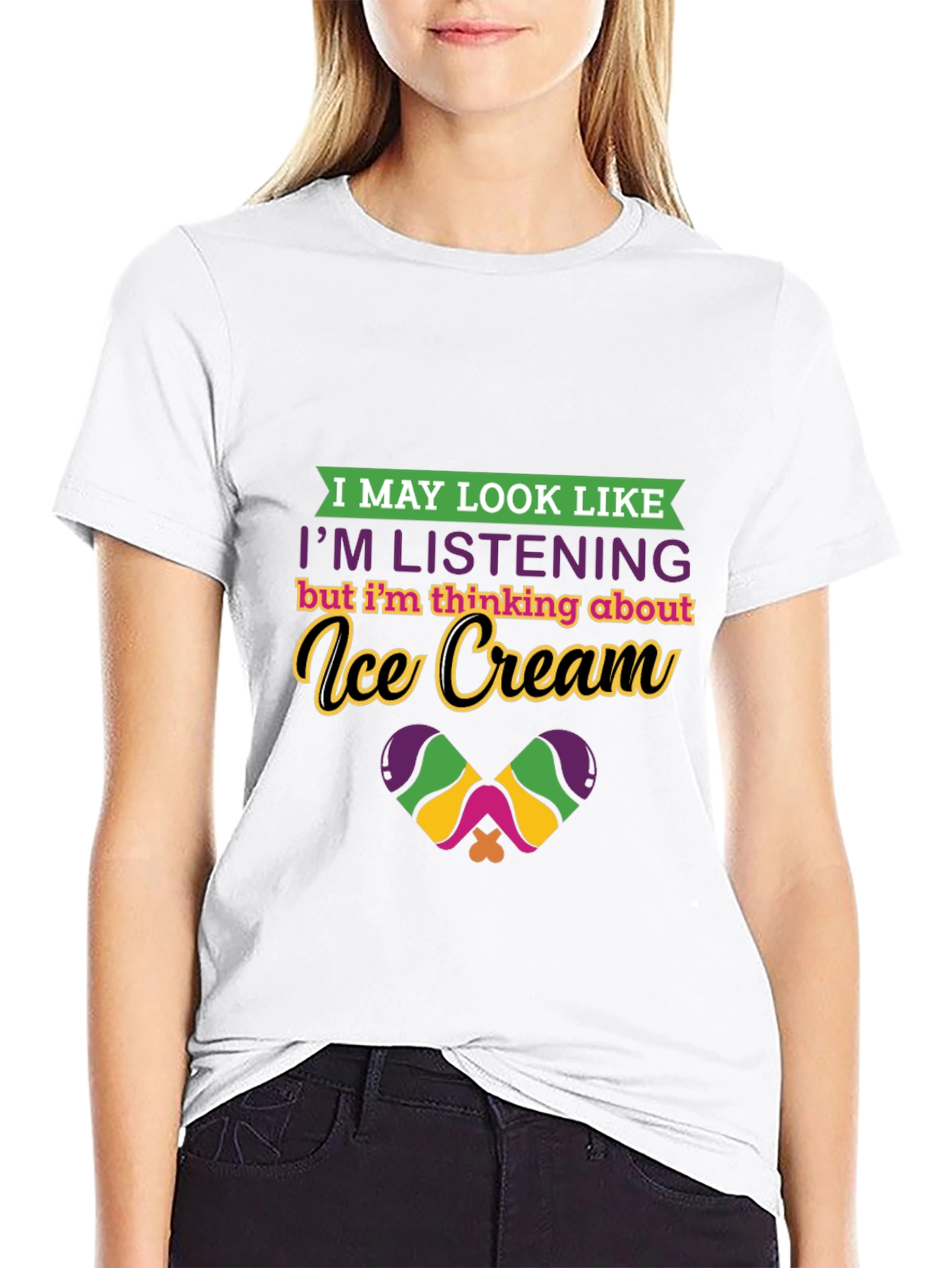 Ice Cream Thinking Graphic Tee - Quirky Comfort