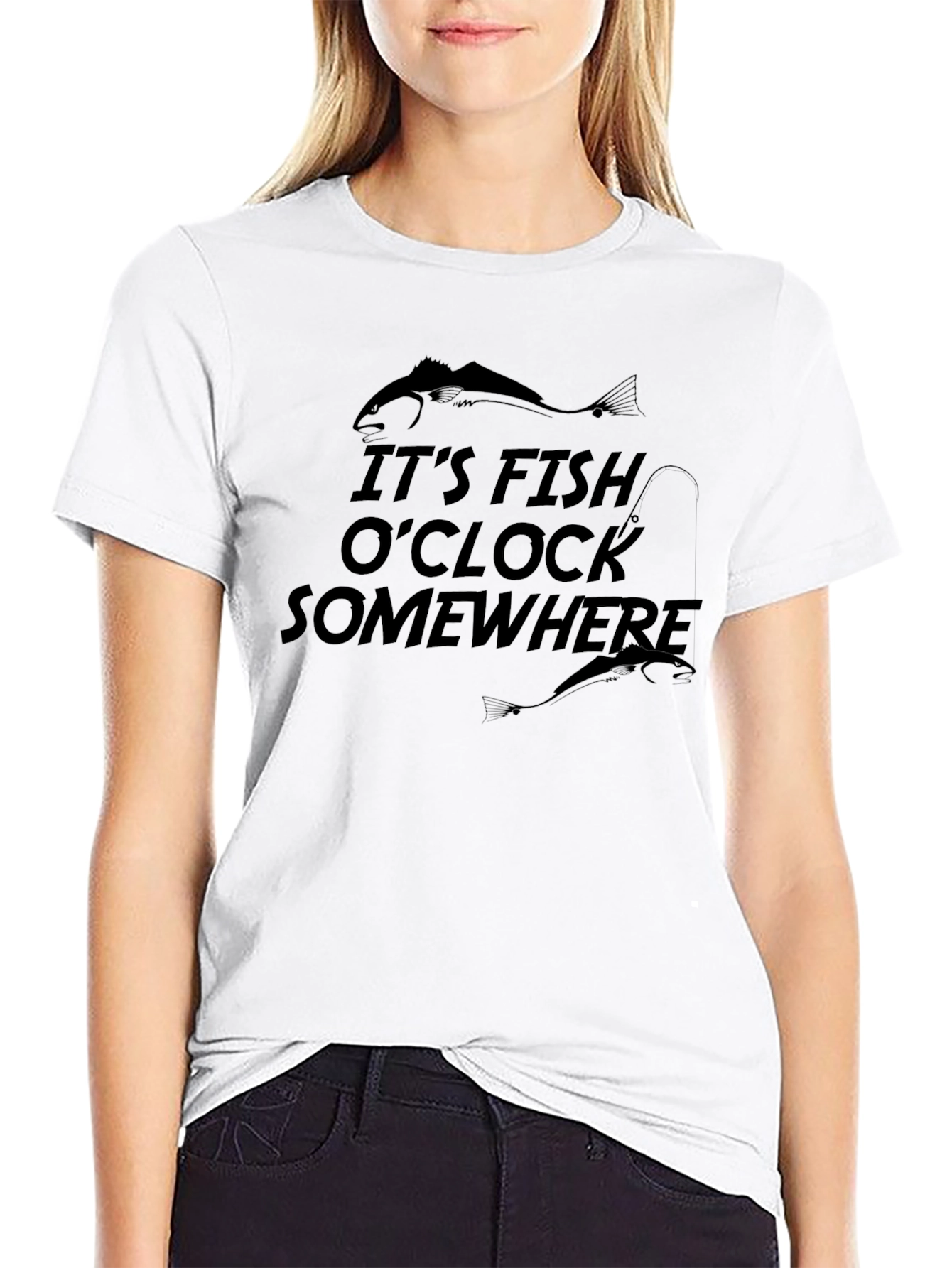 Its Fish OClock Somewhere Black Graphic T-Shirt