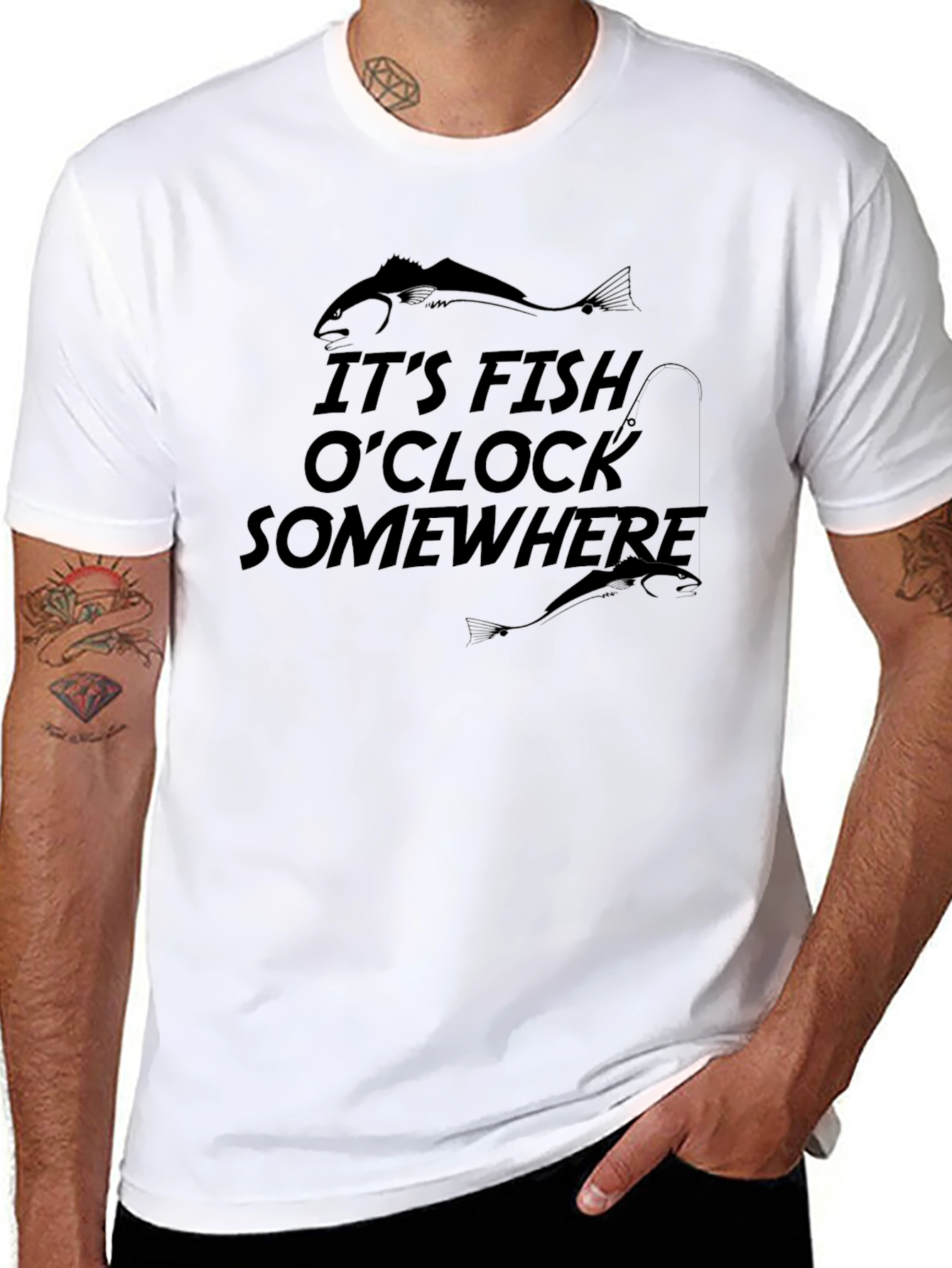 Its Fish OClock Somewhere Black Graphic T-Shirt