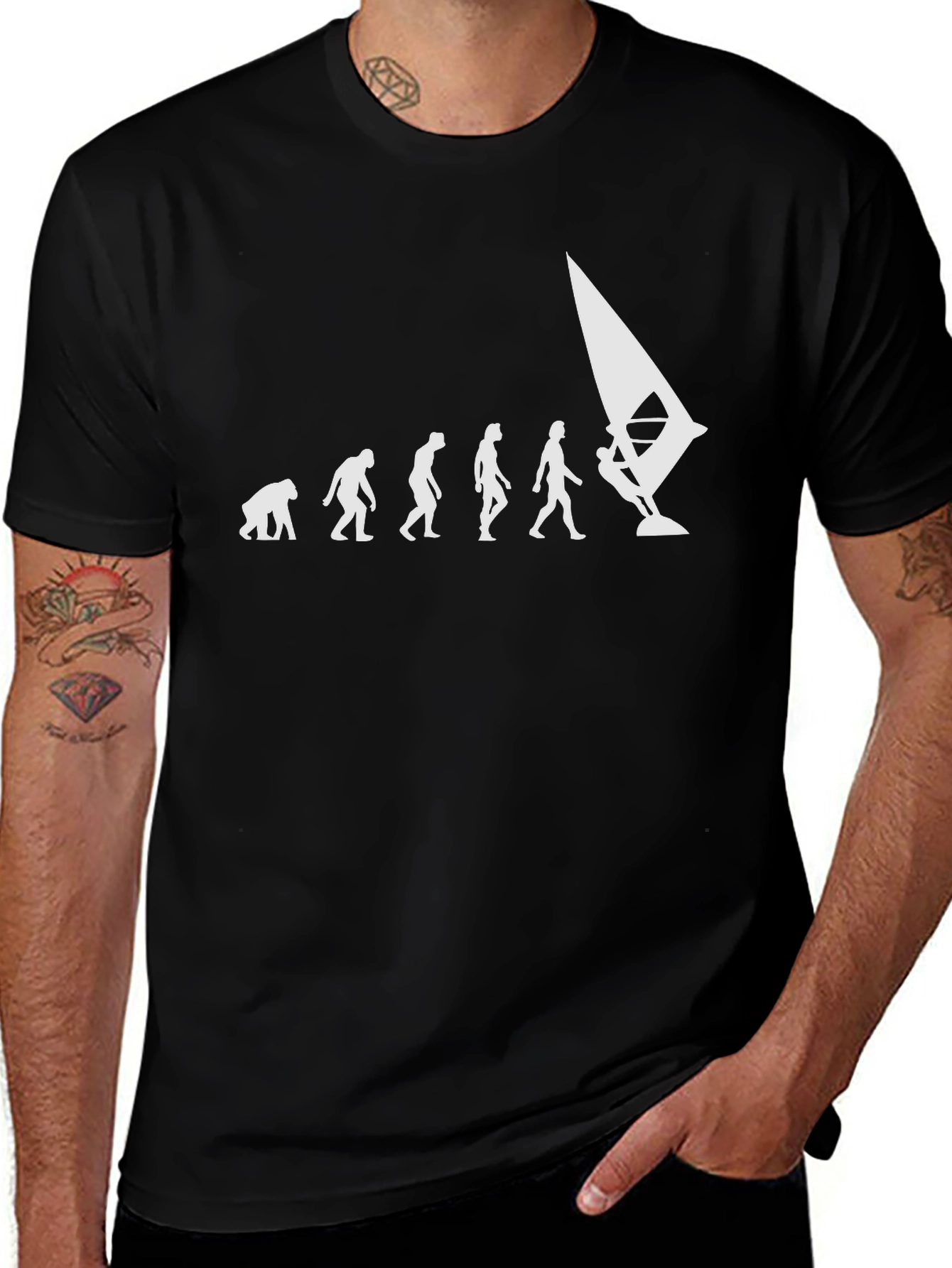 Evolution of Windsurfing T-Shirt | Black Cotton Tee