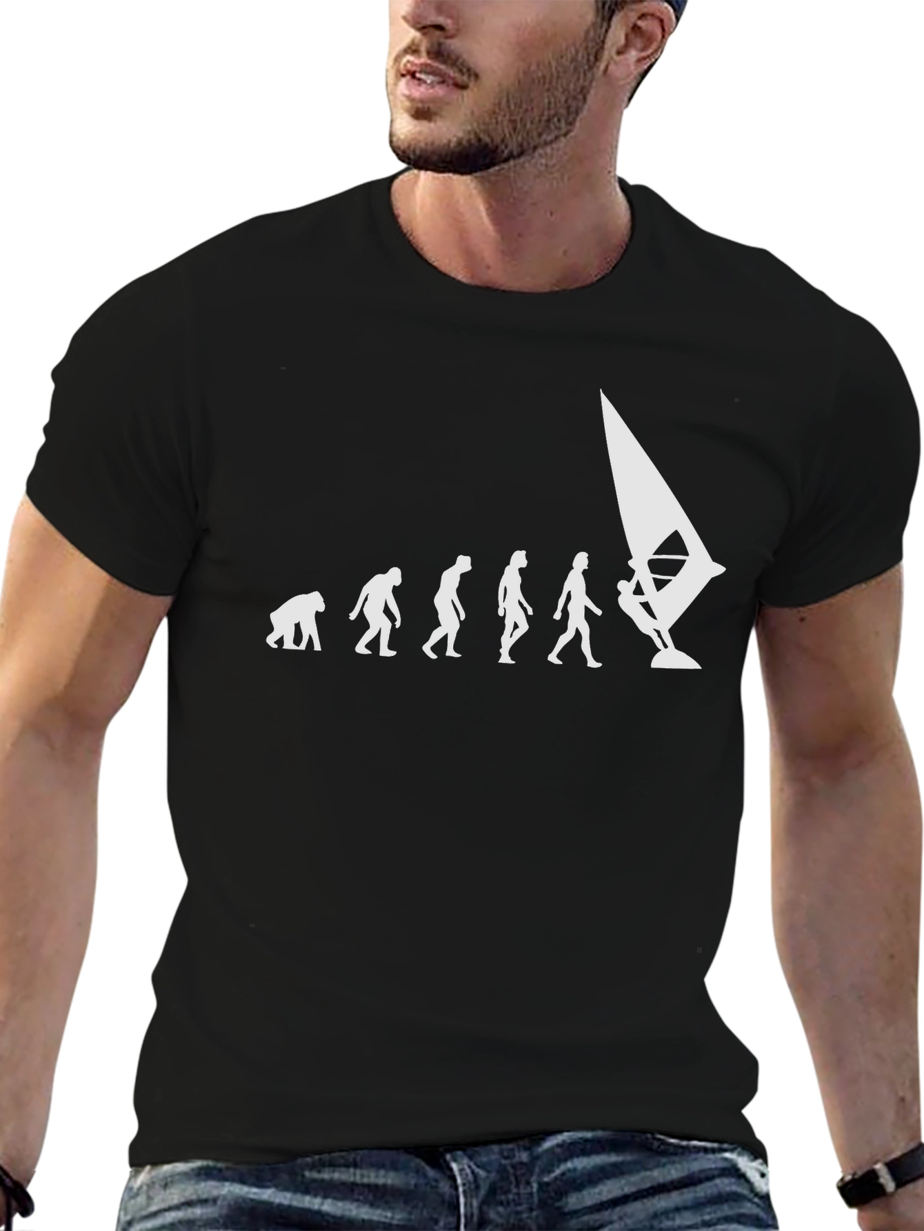 Evolution of Windsurfing T-Shirt | Black Cotton Tee