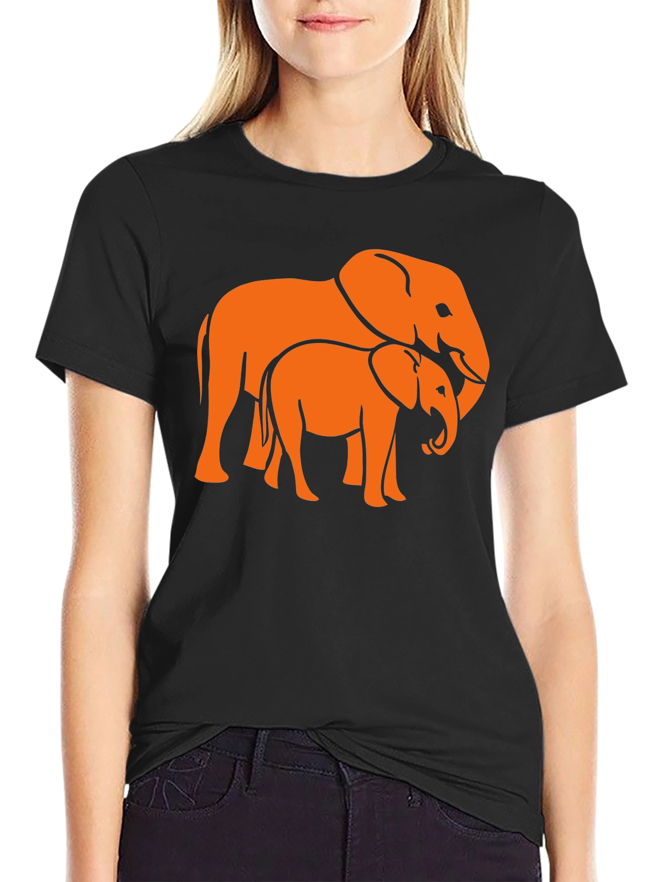 Elephant Family Graphic Tee - Stylish Black T-Shirt
