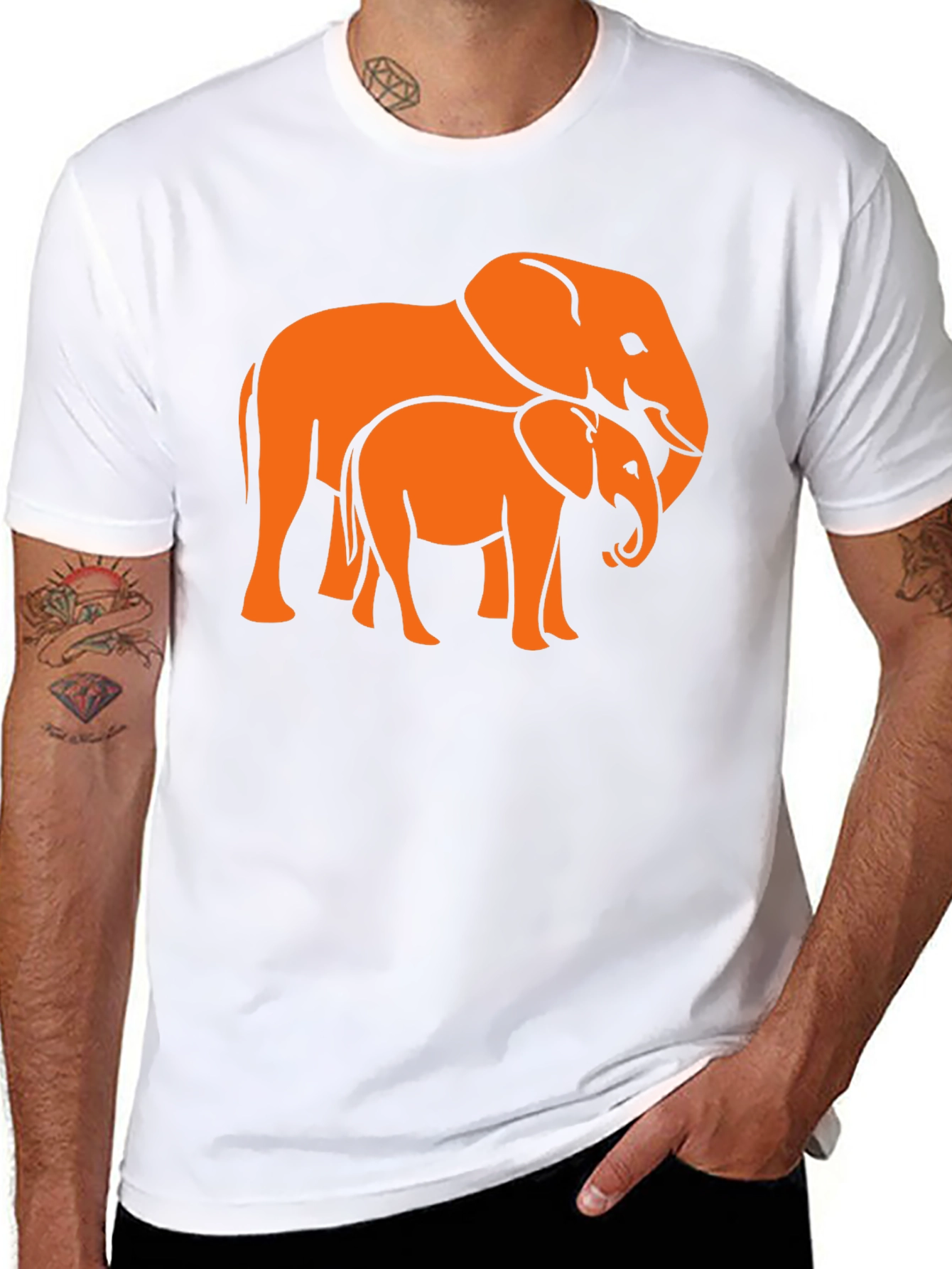 Elephant Family Graphic Tee - Stylish Black T-Shirt