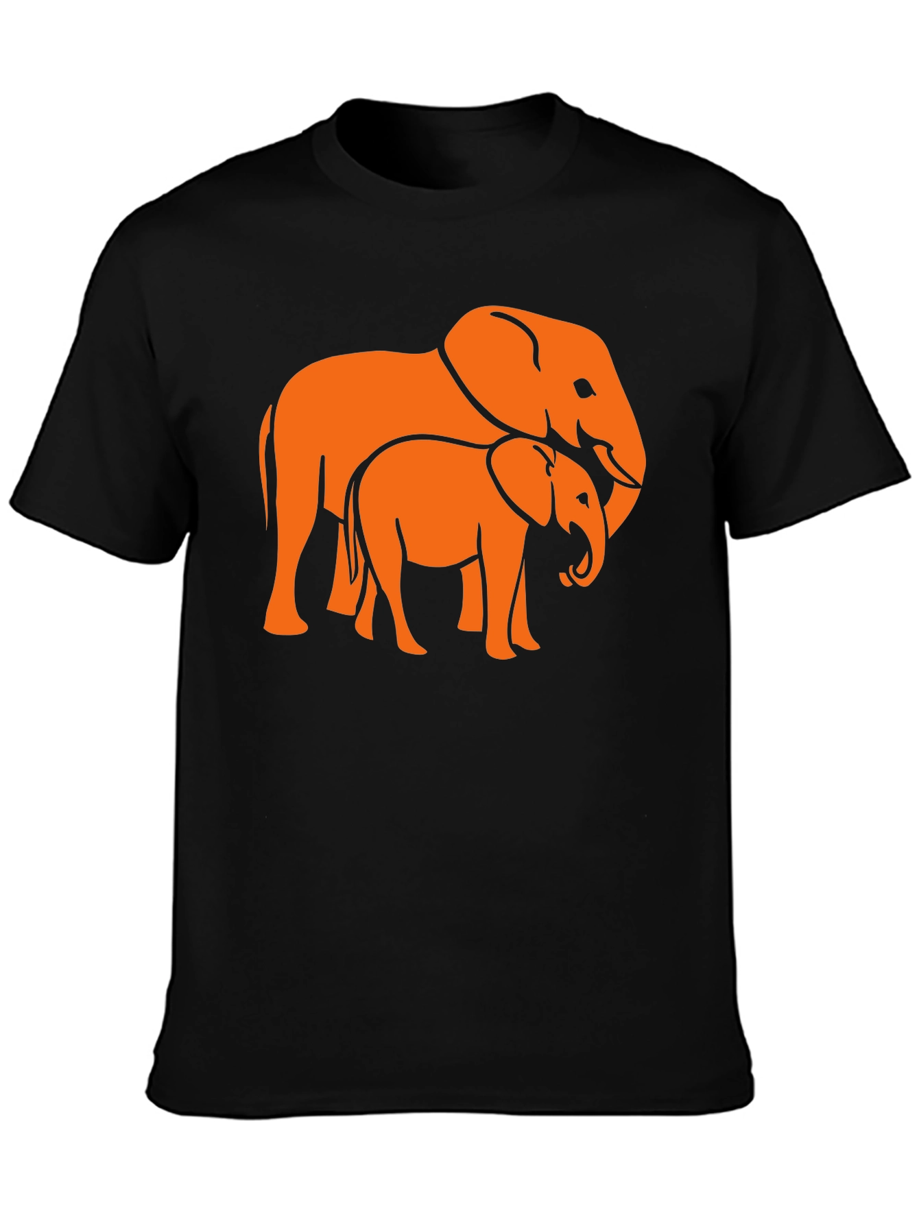 Elephant Family Graphic Tee - Stylish Black T-Shirt