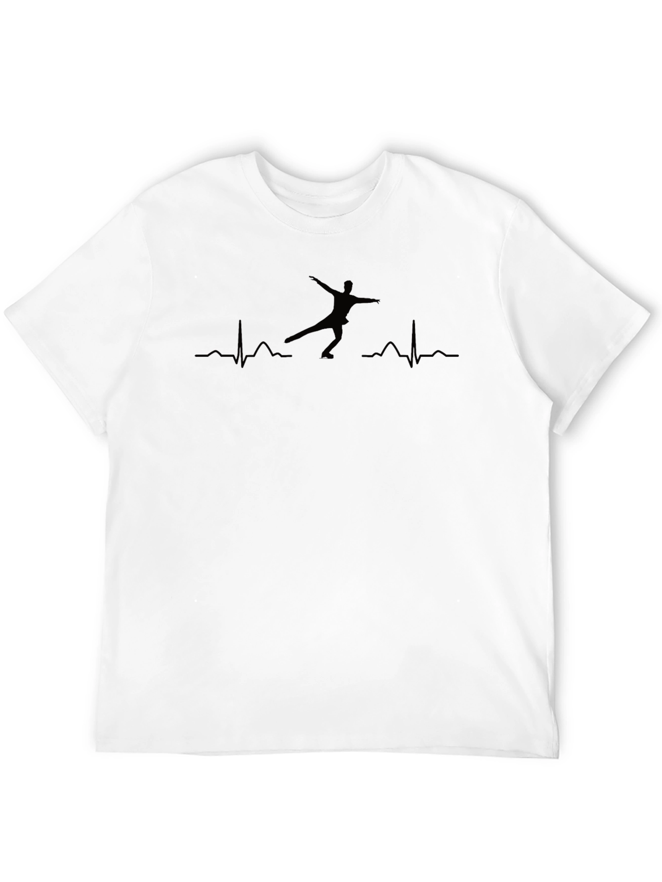 Figure Skating Heartbeat Tee - Black Graphic T-Shirt