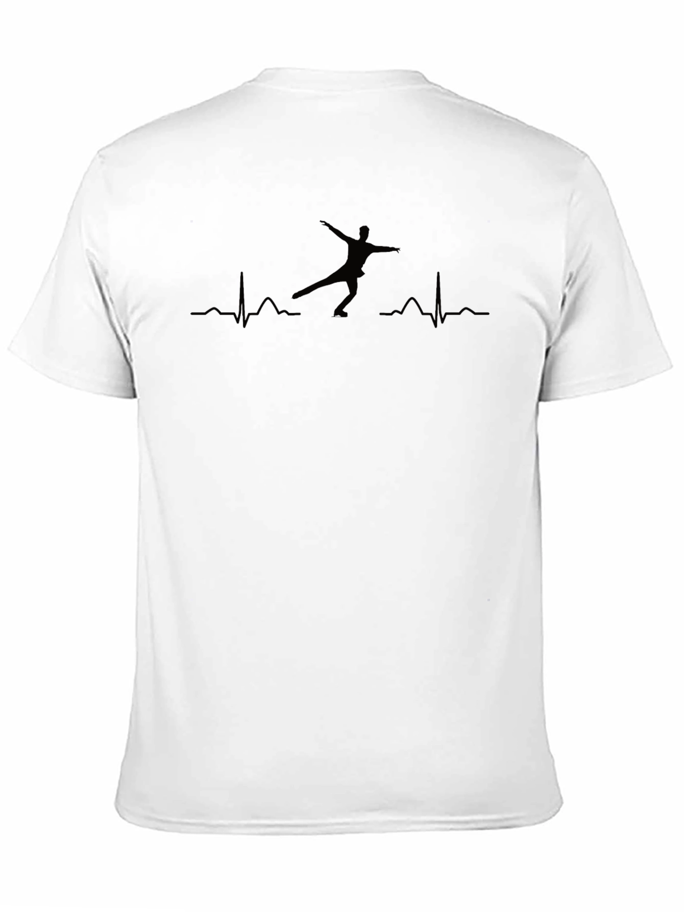Figure Skating Heartbeat Tee - Black Graphic T-Shirt