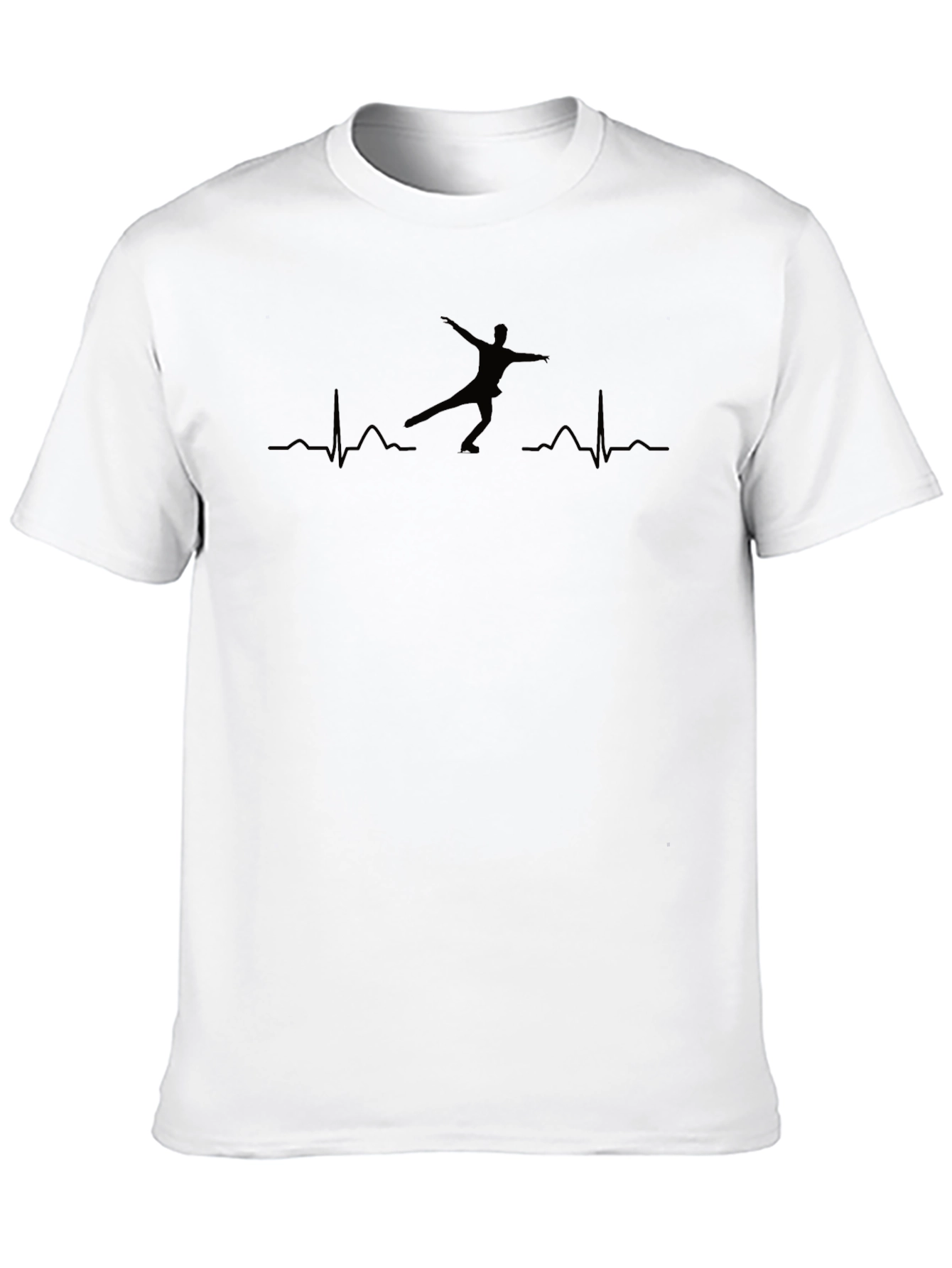Figure Skating Heartbeat Tee - Black Graphic T-Shirt