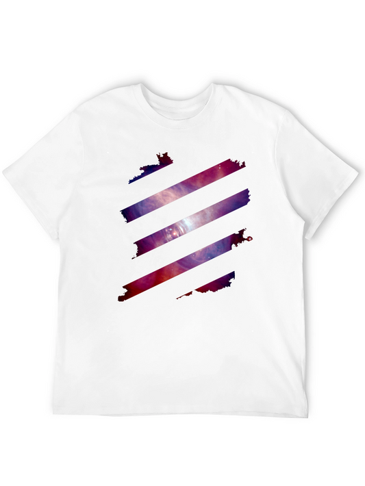 Galaxy Stripe Graphic Tee - Stylish Mens Black T-Shirt