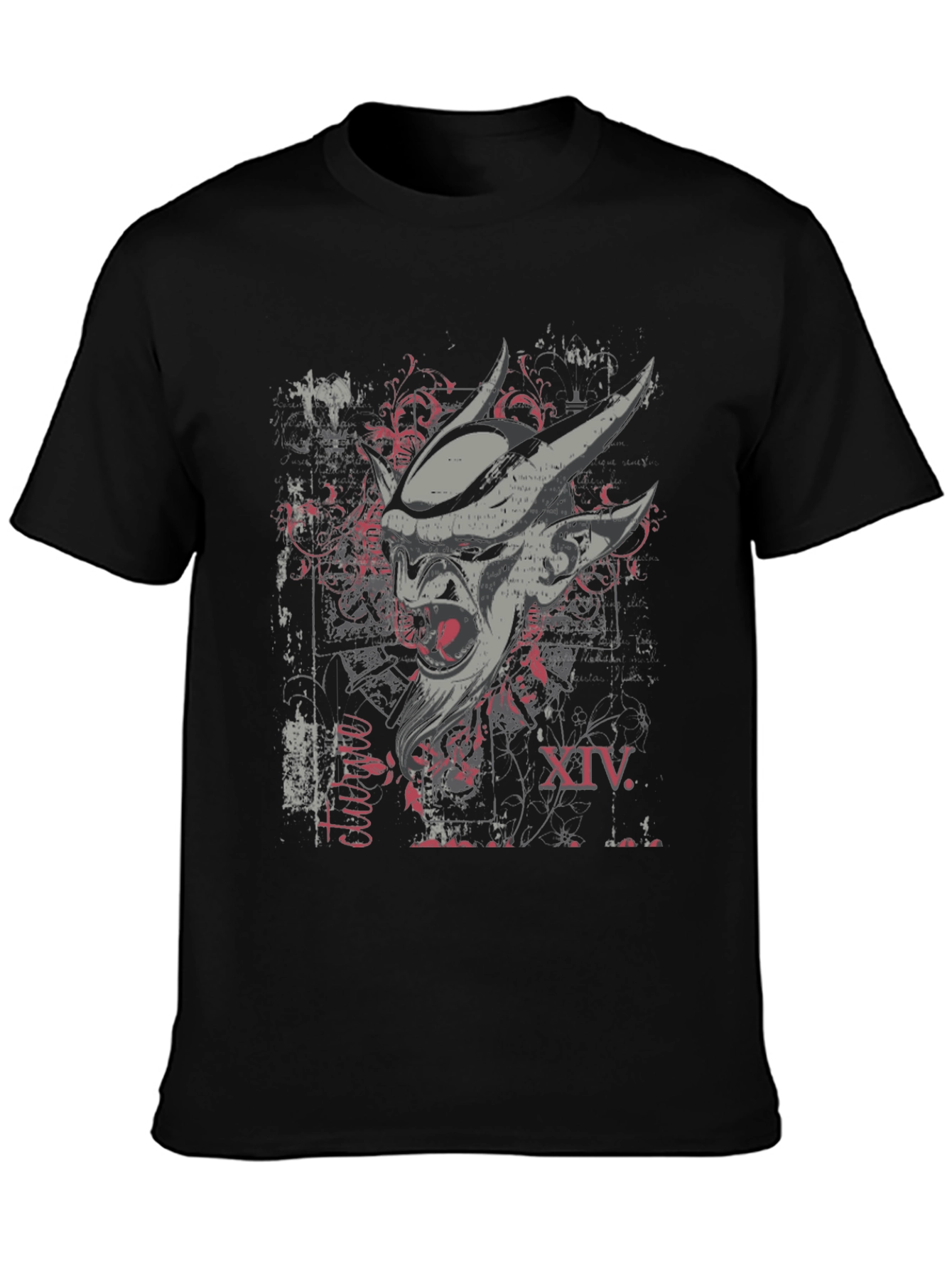 Edgy Graphic Print Mens Black T-Shirt
