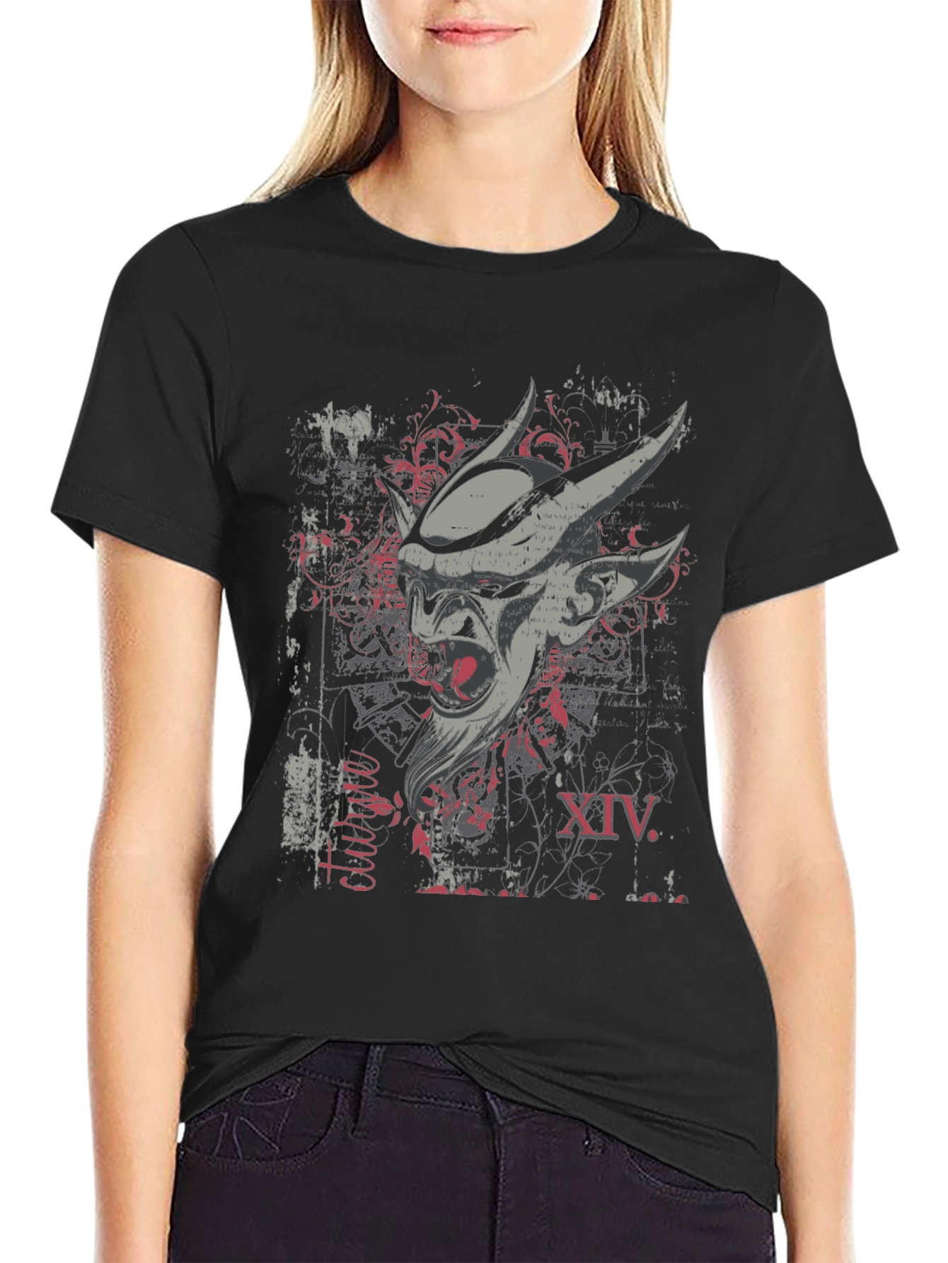 Edgy Graphic Print Mens Black T-Shirt