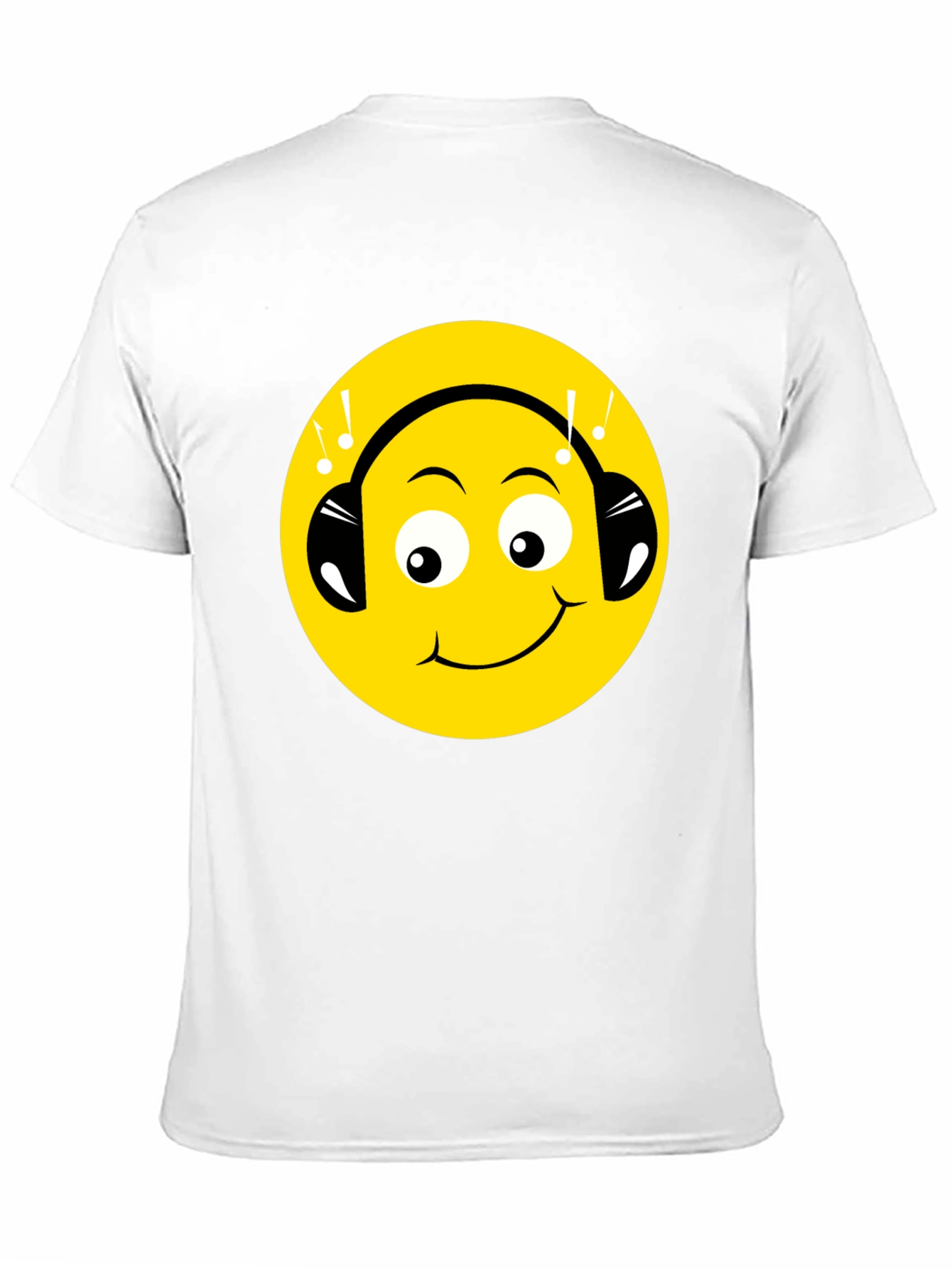 Smiley Face Headphones Graphic Tee - Black
