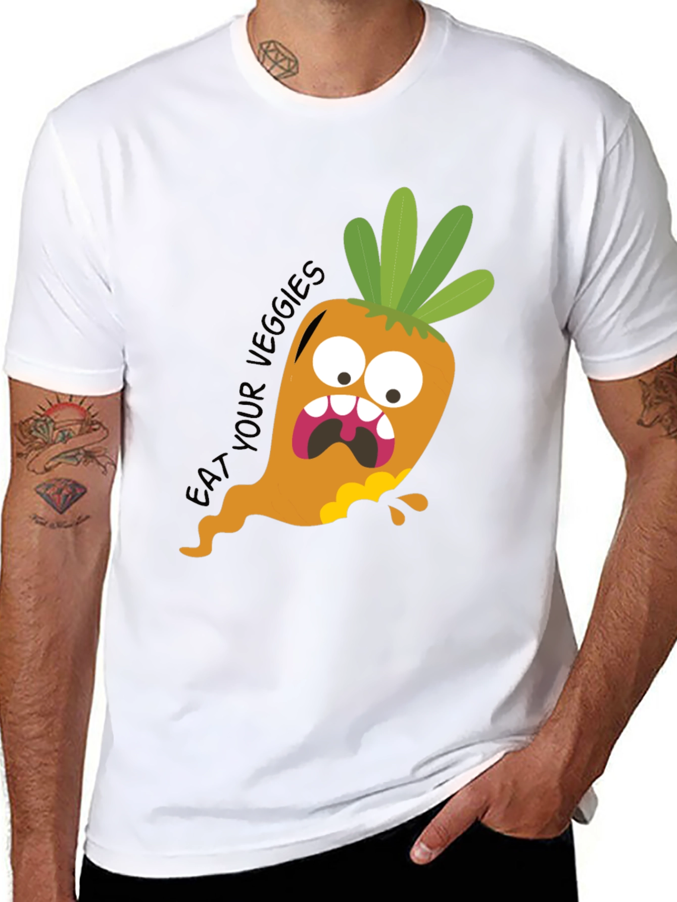 Eat Your Veggies Funny Carrot Graphic Tee