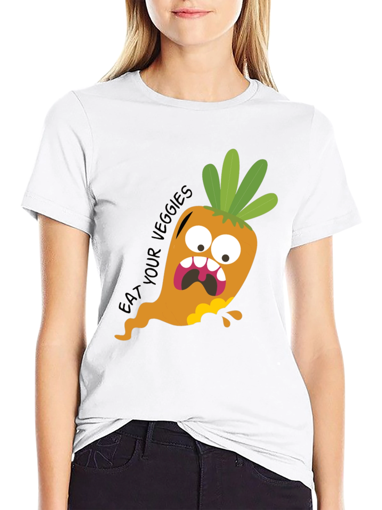 Eat Your Veggies Funny Carrot Graphic Tee