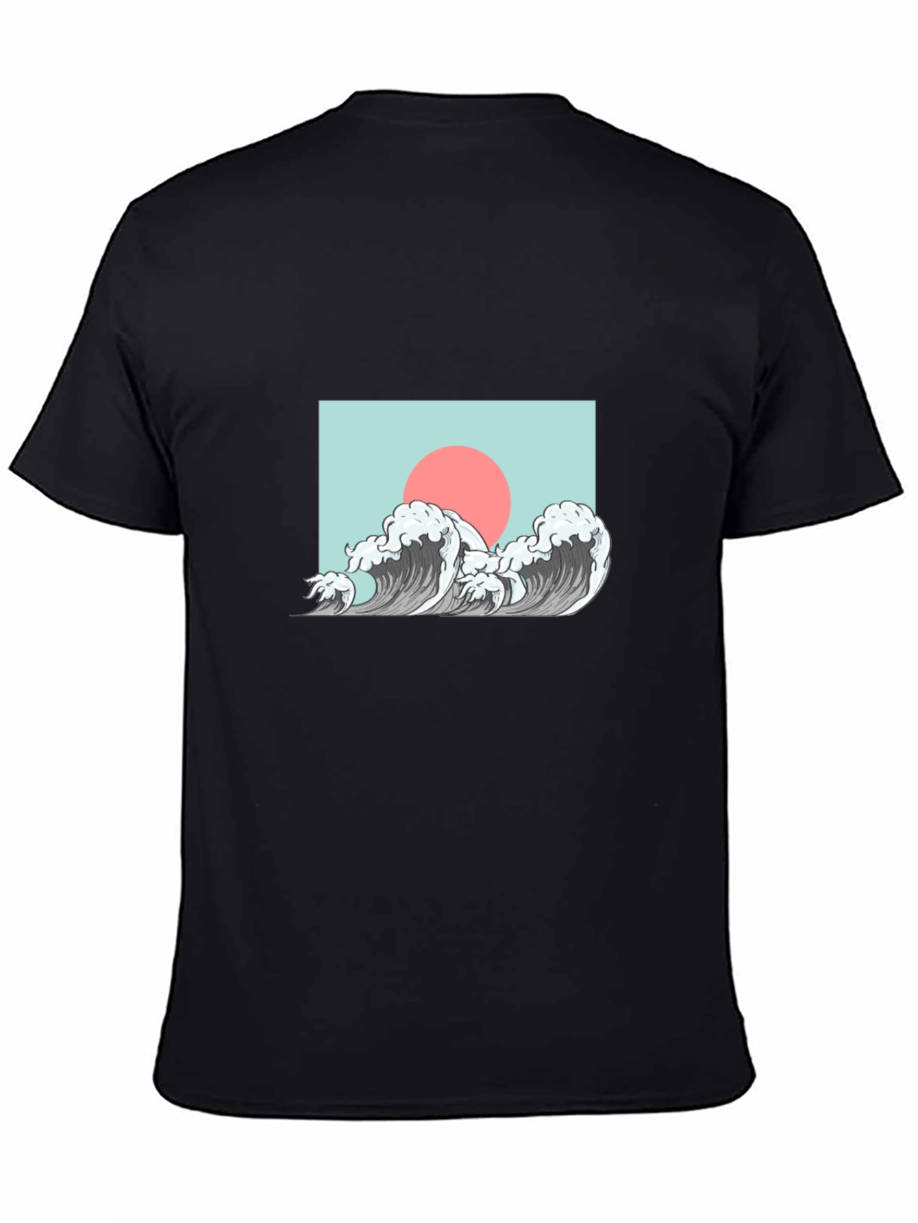 Wave Design Graphic Tee - Black
