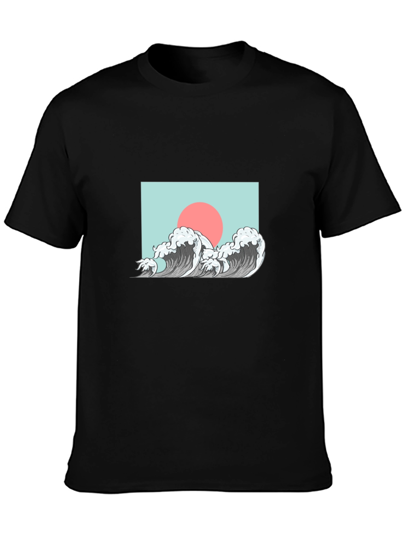 Wave Design Graphic Tee - Black