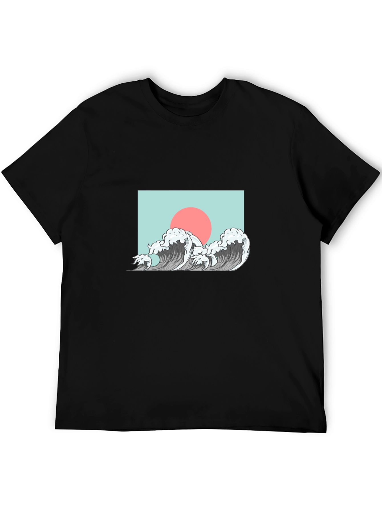 Wave Design Graphic Tee - Black