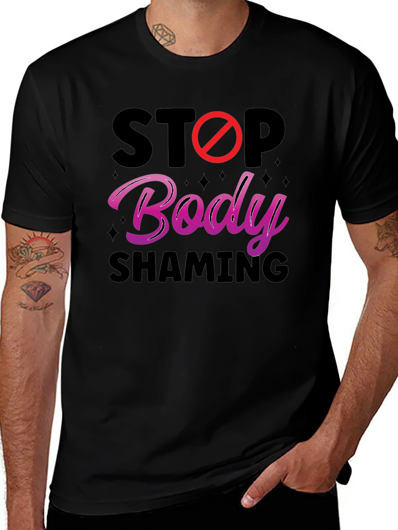 Stop Body Shaming Graphic Tee - Anti-Bullying Awareness