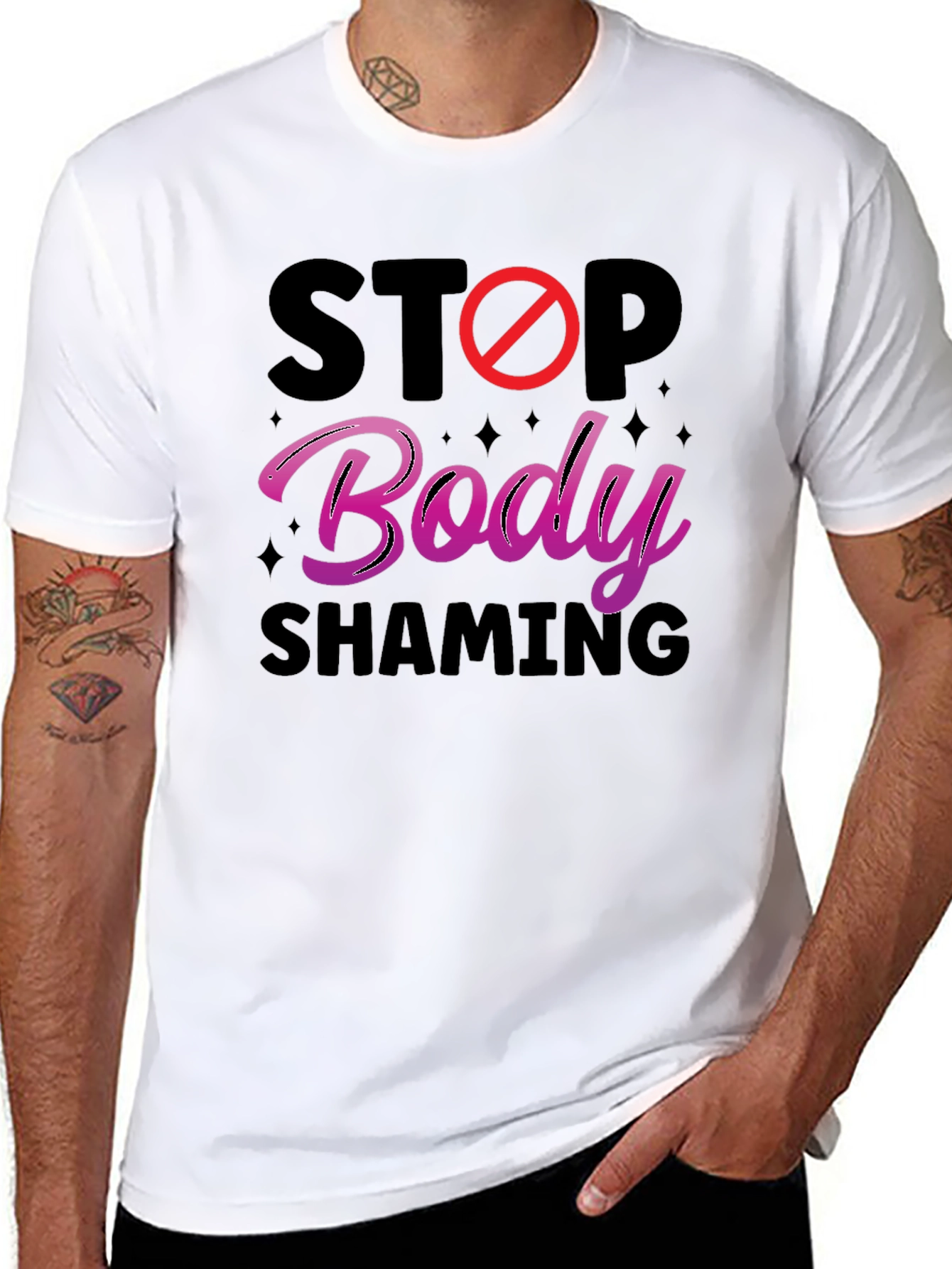 Stop Body Shaming Graphic Tee - Anti-Bullying Awareness