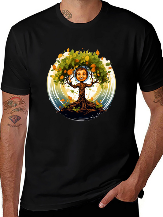 Tree Child Graphic Print T-Shirt - Black