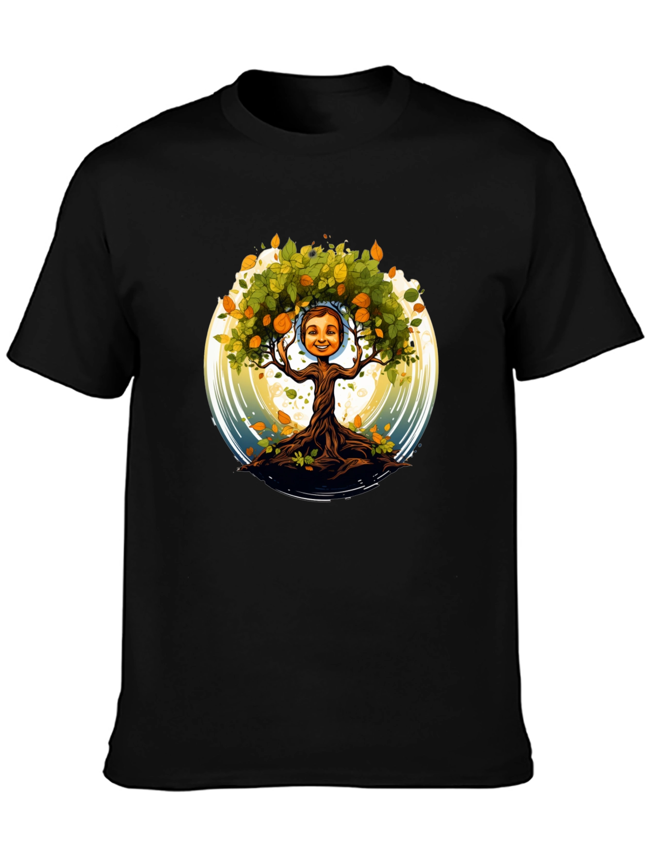Tree Child Graphic Print T-Shirt - Black