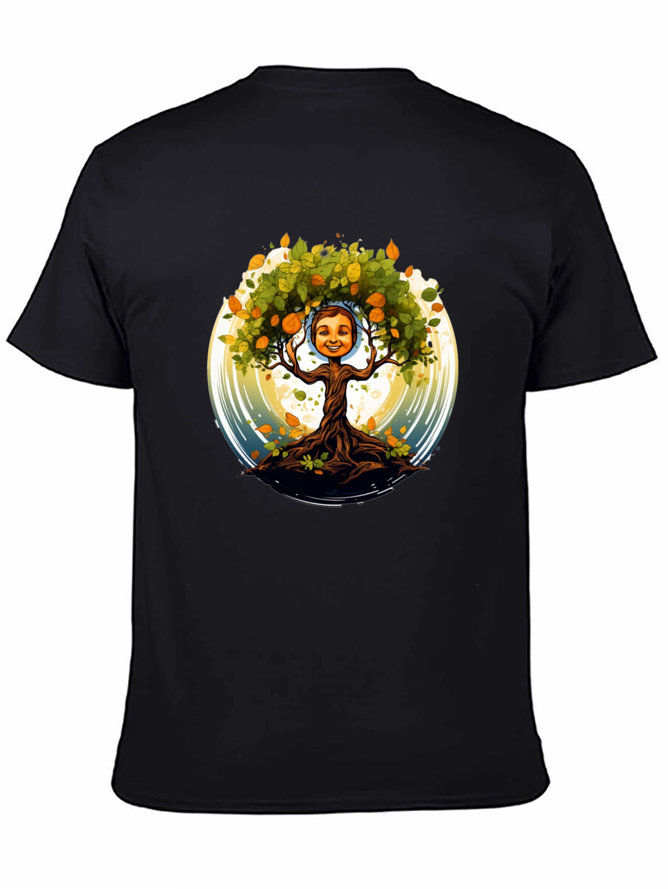 Tree Child Graphic Print T-Shirt - Black