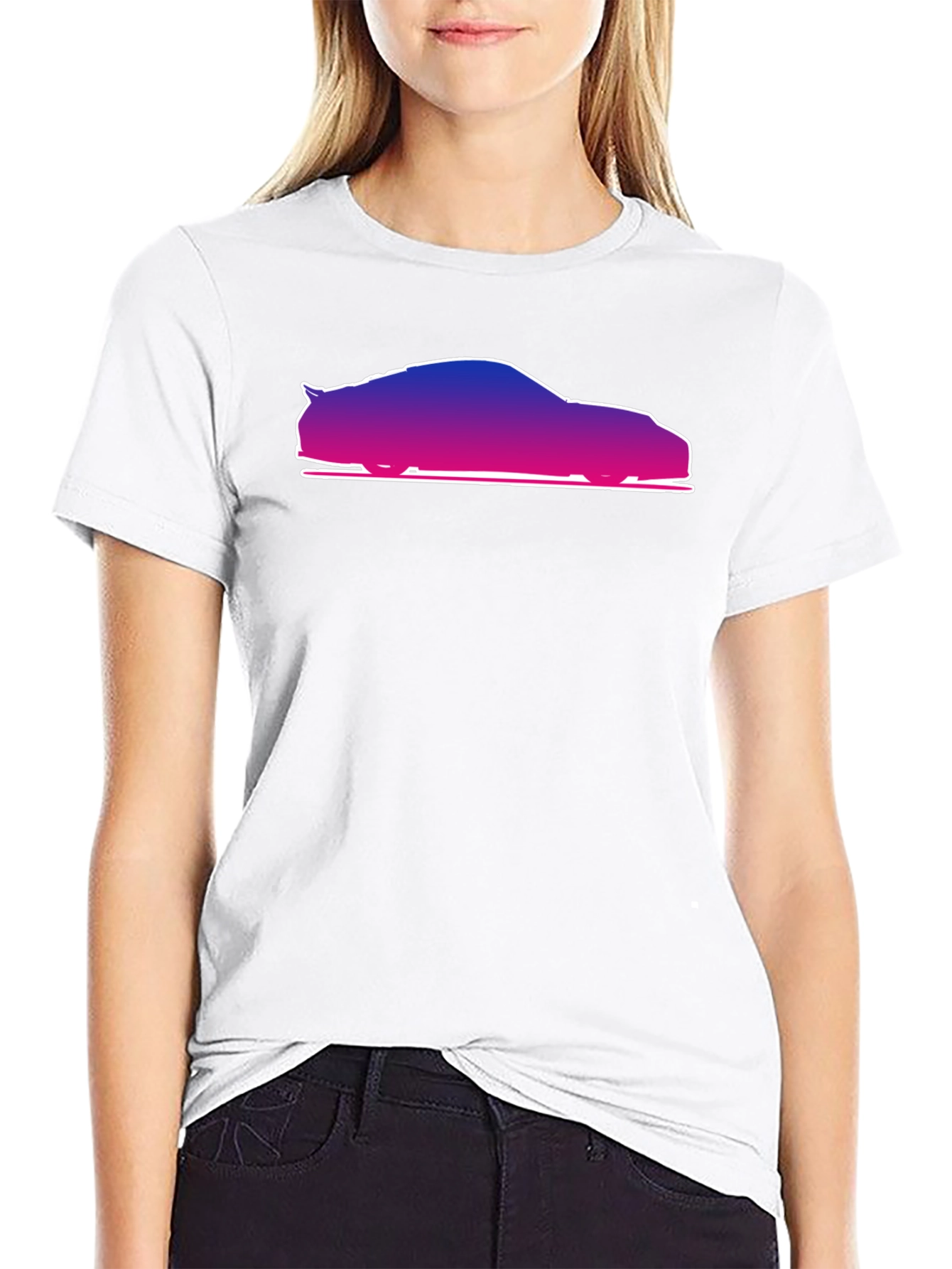 Gradient Car Silhouette Black T-Shirt