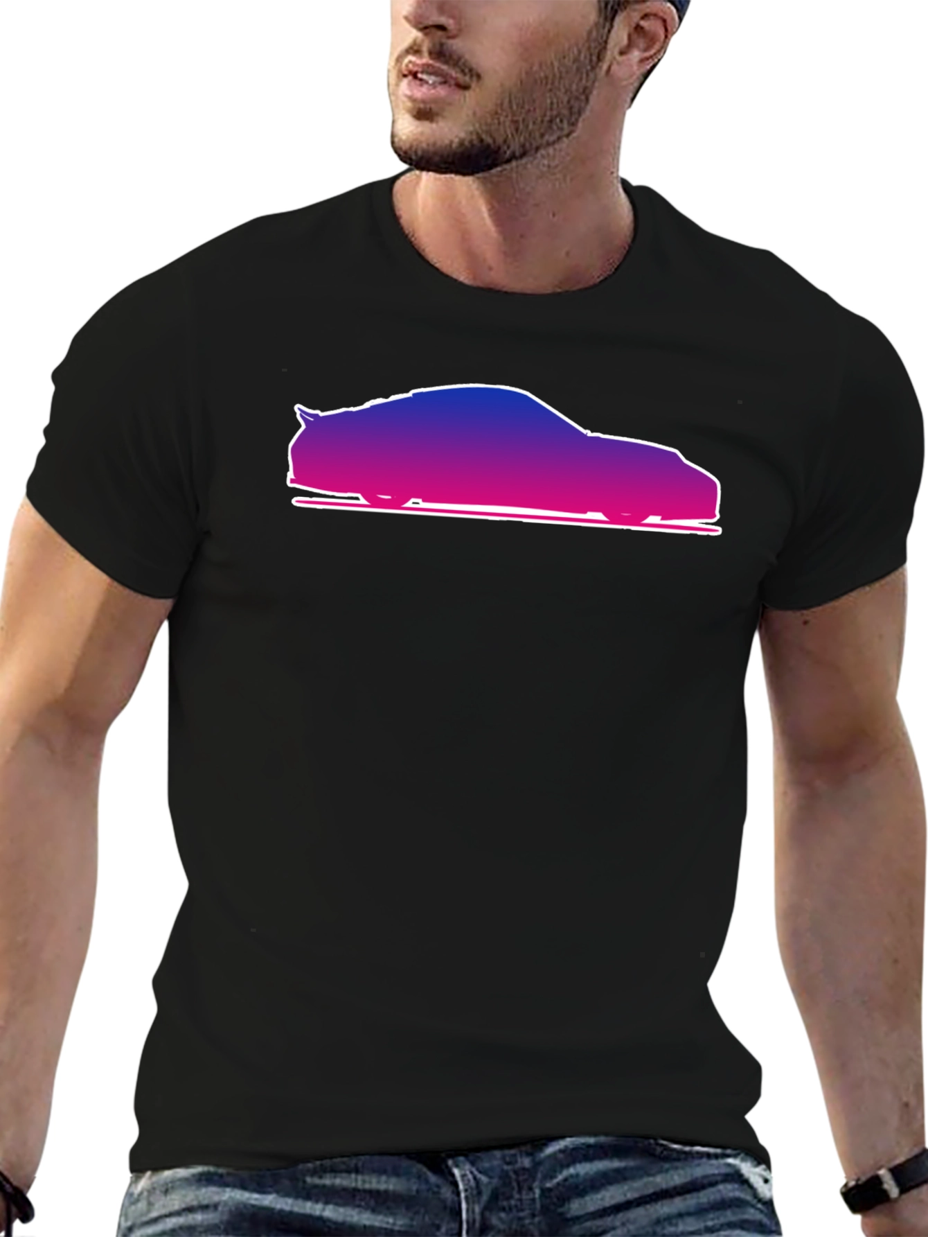 Gradient Car Silhouette Black T-Shirt