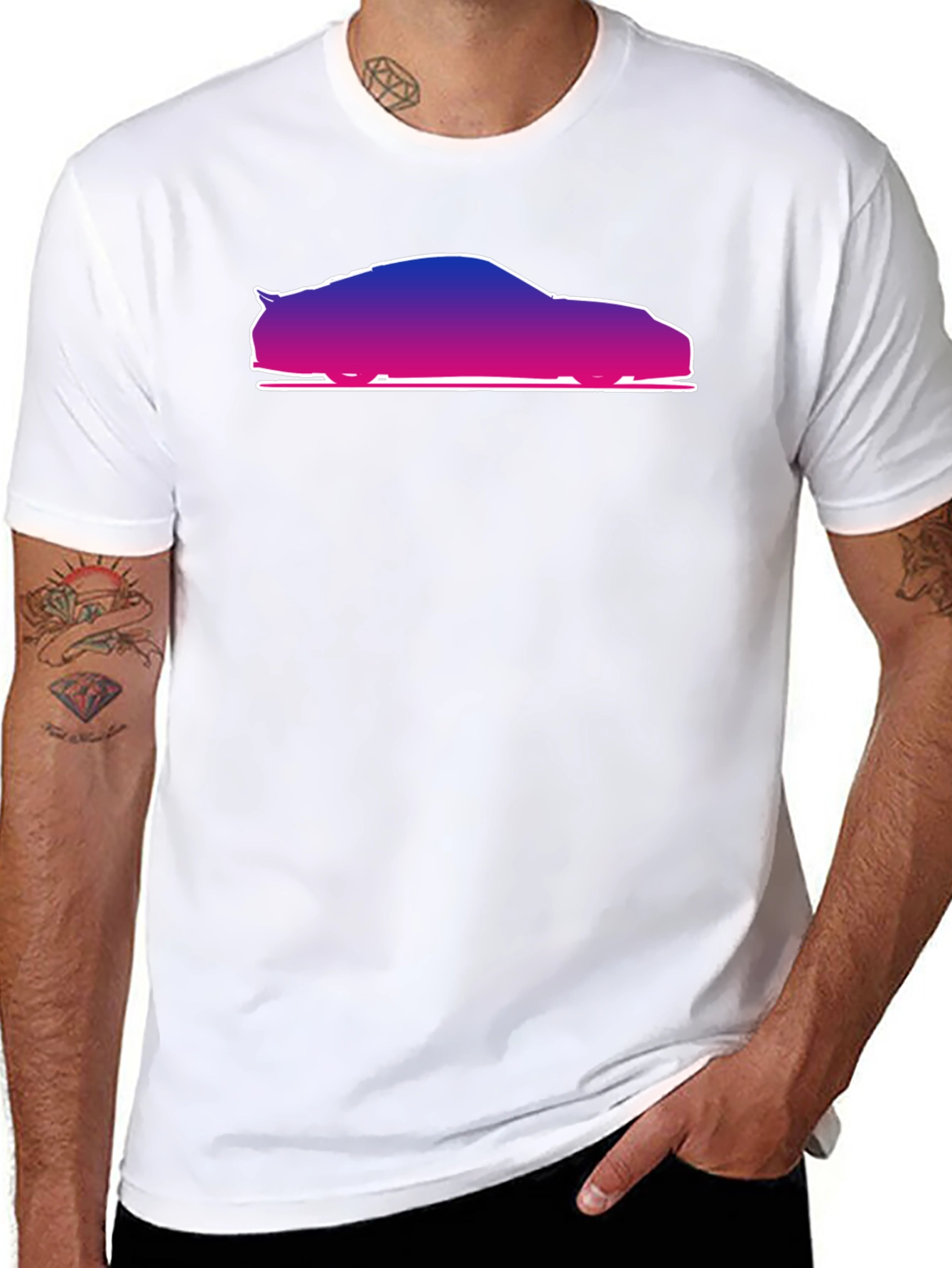 Gradient Car Silhouette Black T-Shirt