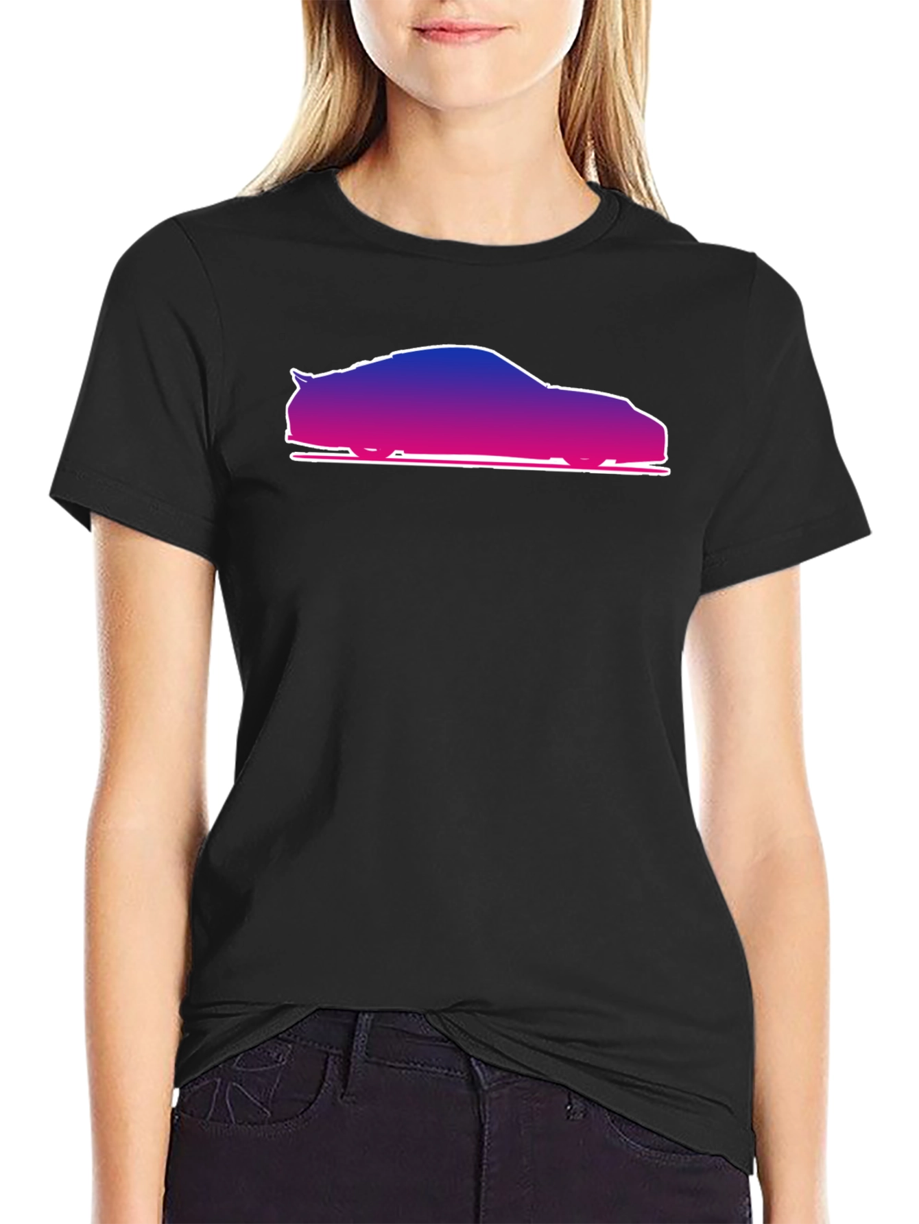 Gradient Car Silhouette Black T-Shirt