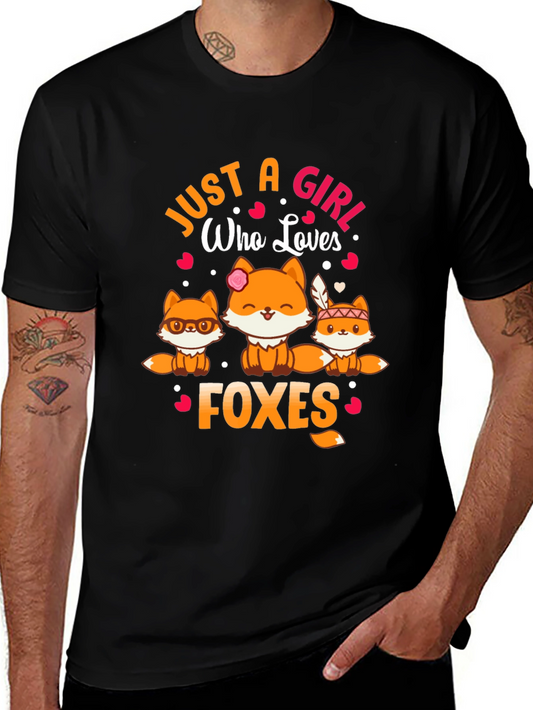 Just a Girl Who Loves Foxes Black T-Shirt