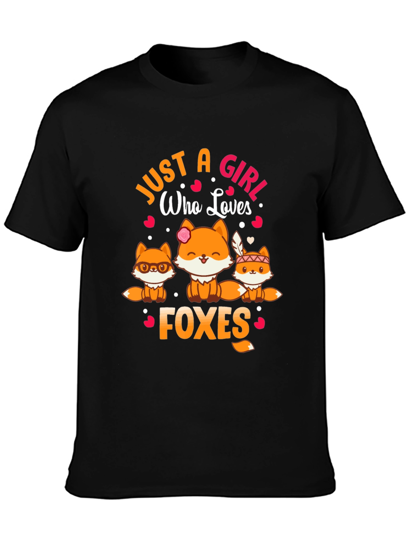Just a Girl Who Loves Foxes Black T-Shirt