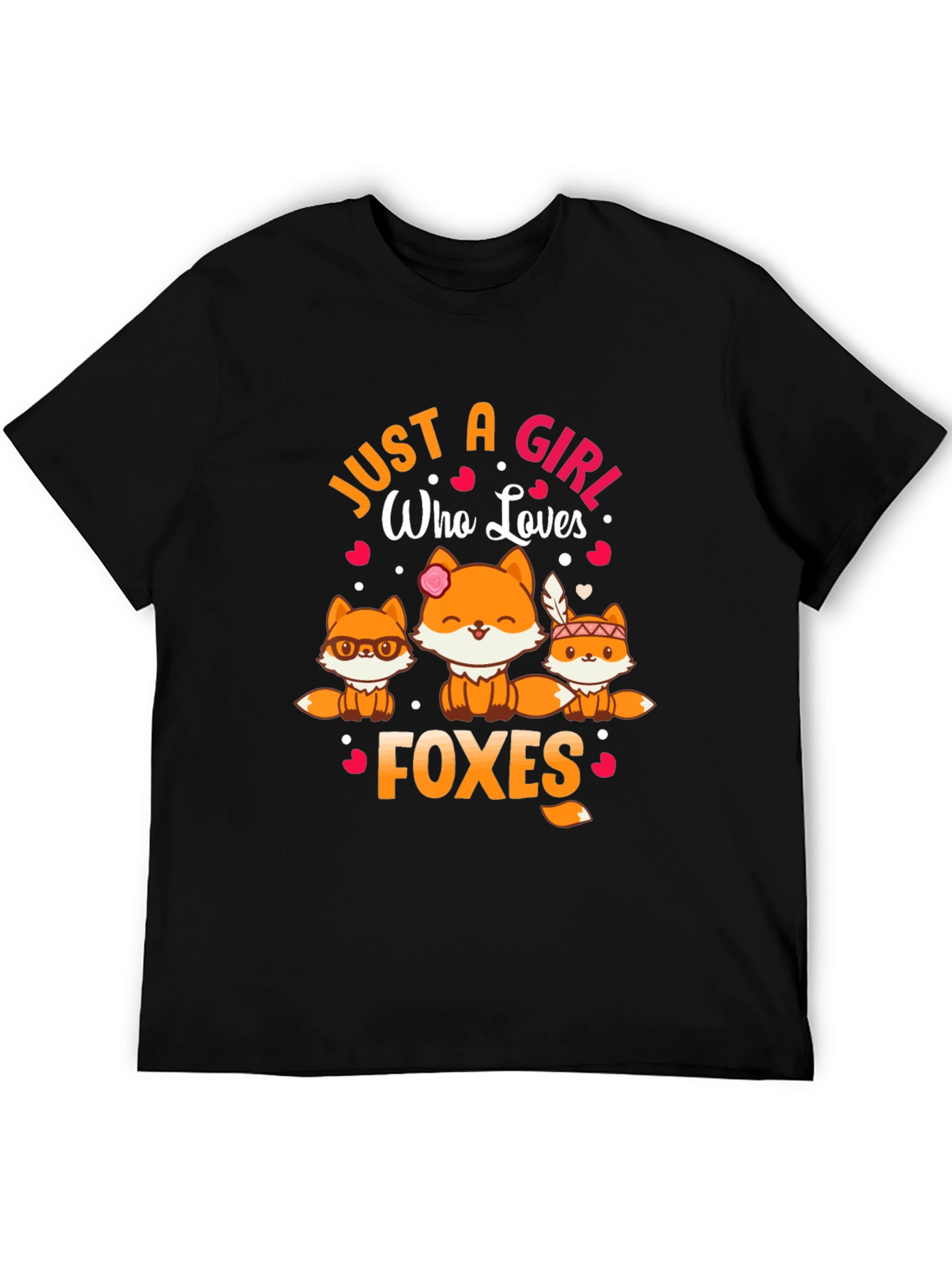 Just a Girl Who Loves Foxes Black T-Shirt