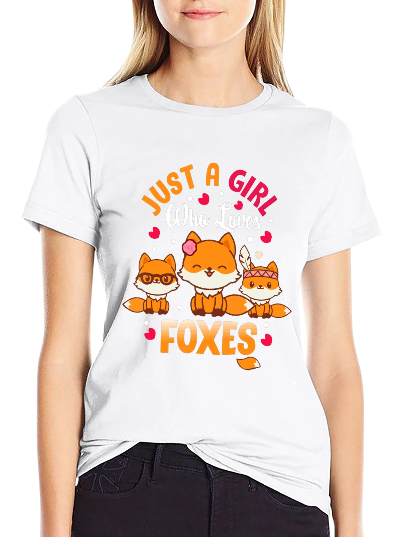 Just a Girl Who Loves Foxes Black T-Shirt