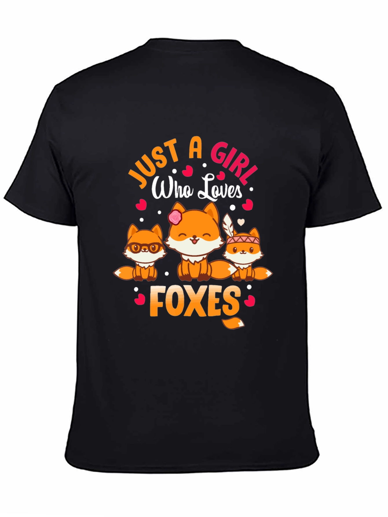 Just a Girl Who Loves Foxes Black T-Shirt