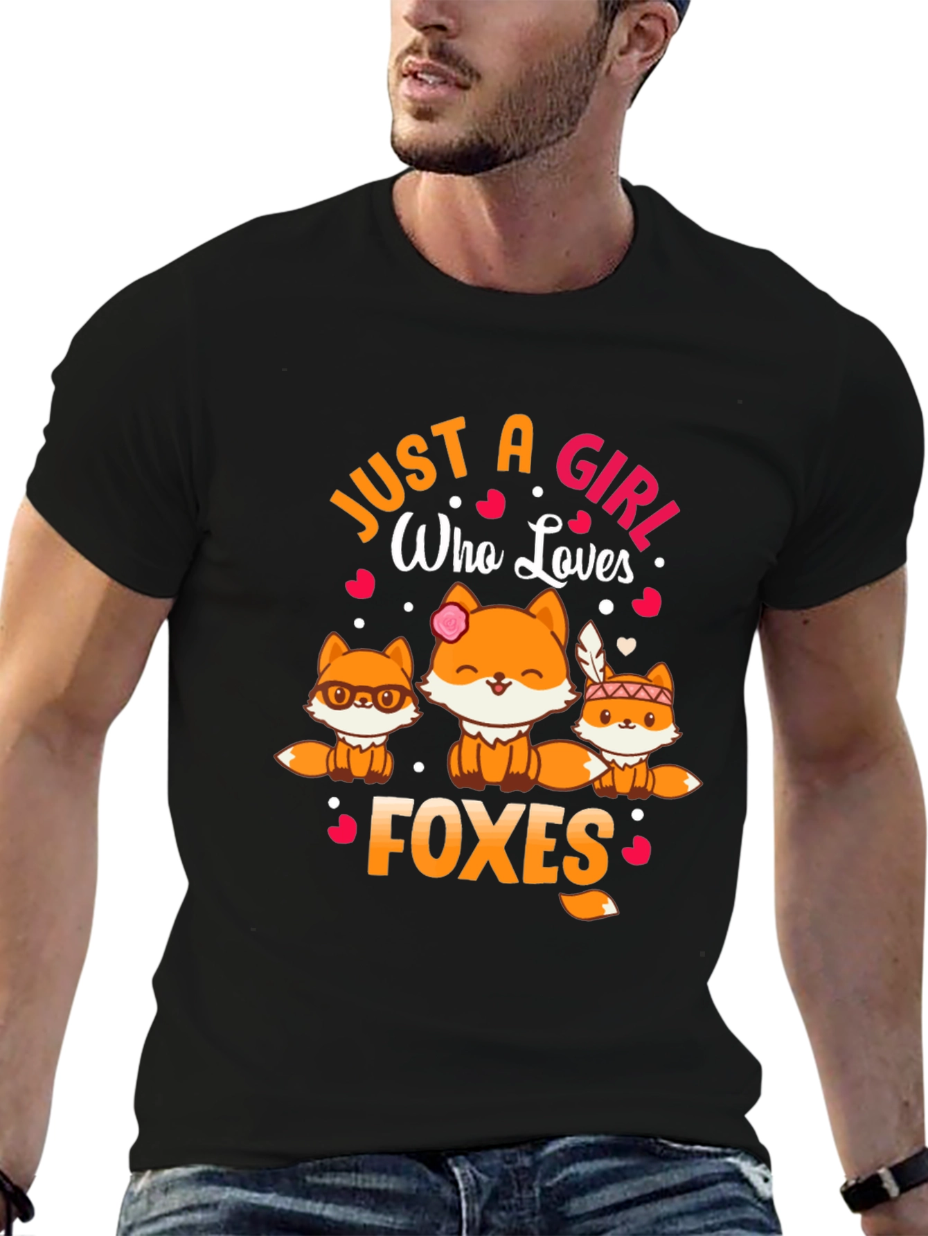 Just a Girl Who Loves Foxes Black T-Shirt