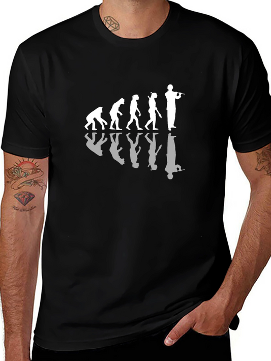 Evolution of Flute Player Black T-Shirt