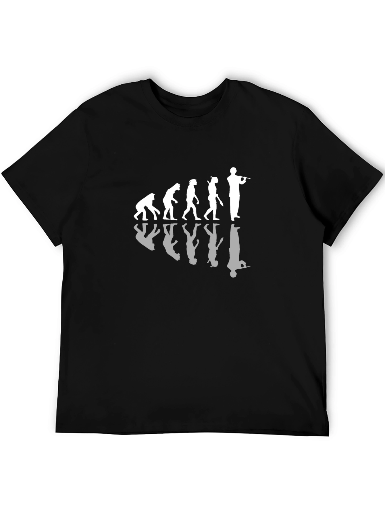 Evolution of Flute Player Black T-Shirt