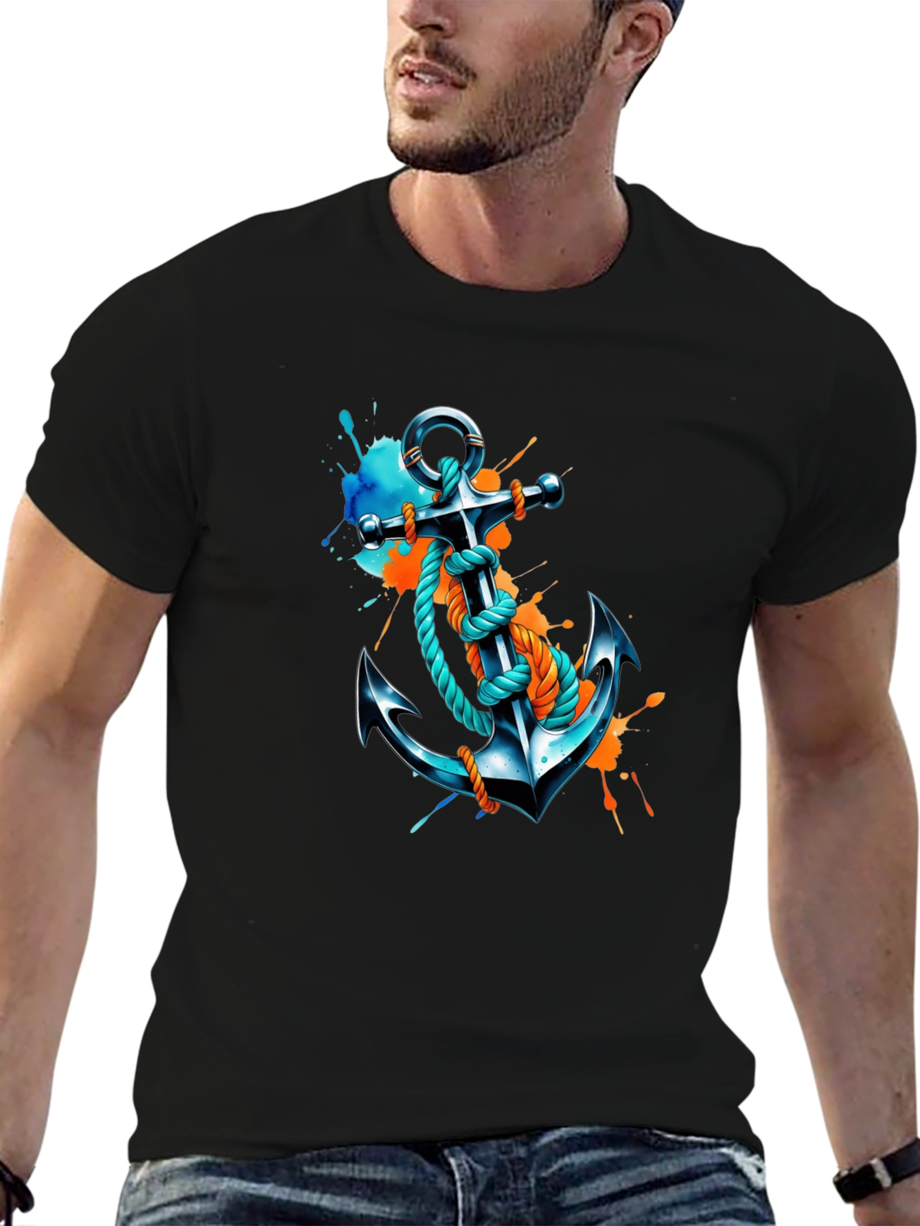 Anchor Graphic T-Shirt - Artistic Nautical Tee