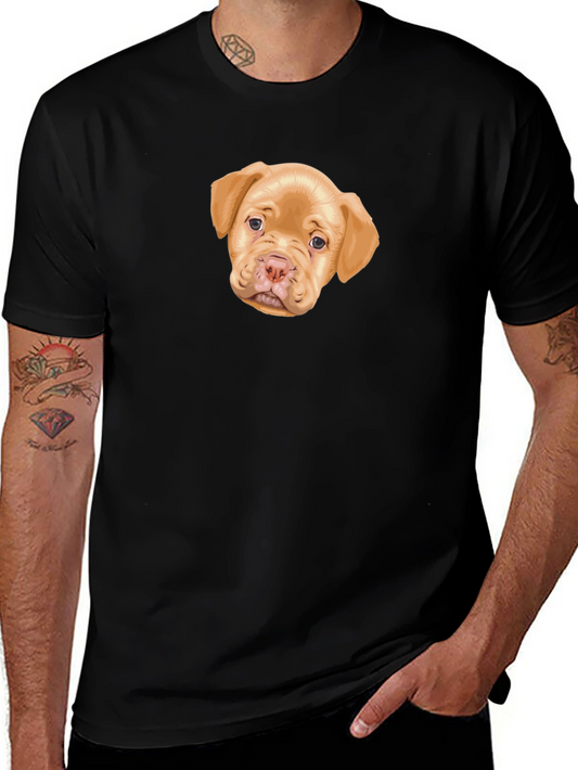 Dog T-Shirt: Cute Puppy Graphic Tee Black Cotton Casual Top