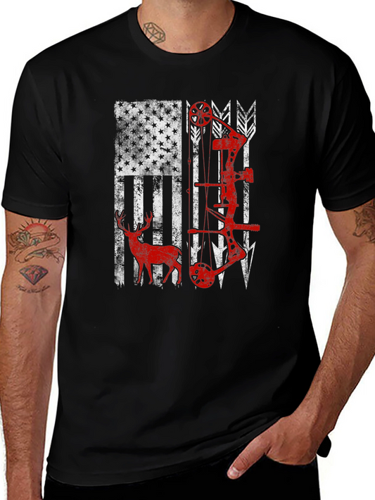 American Flag Deer & Bow Hunting T-Shirt